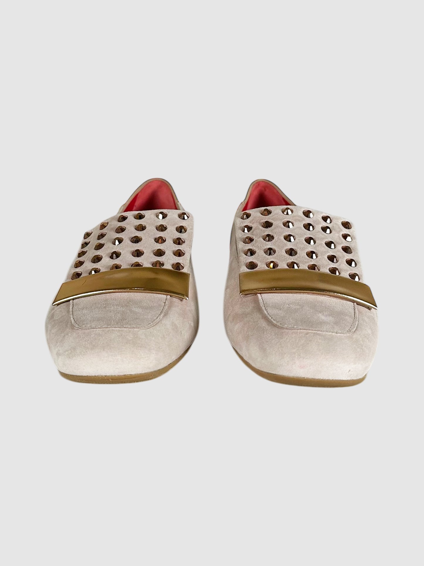 Suede Studded Loafers