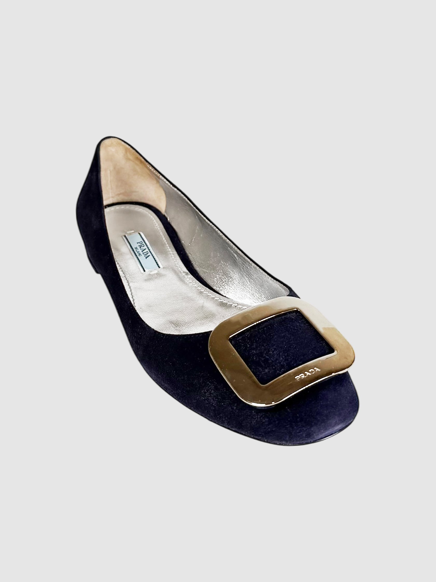 Suede Buckle Flats