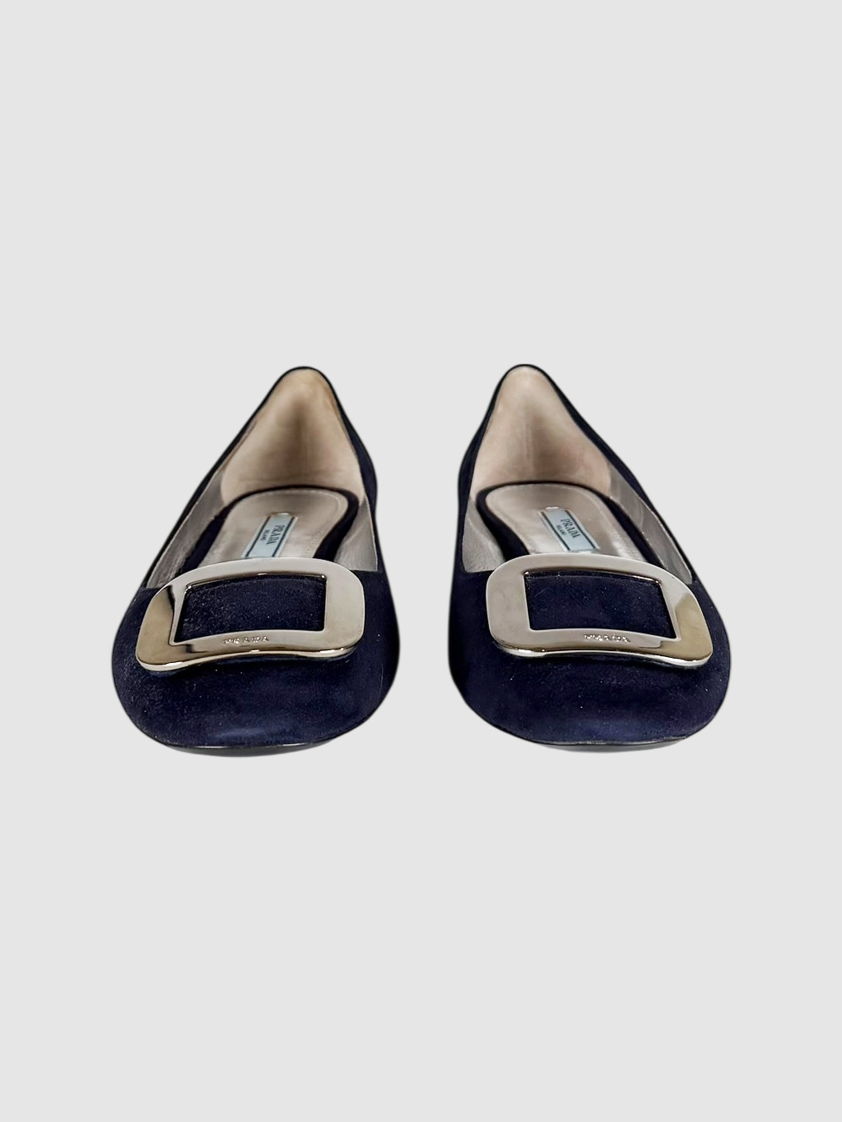 Suede Buckle Flats