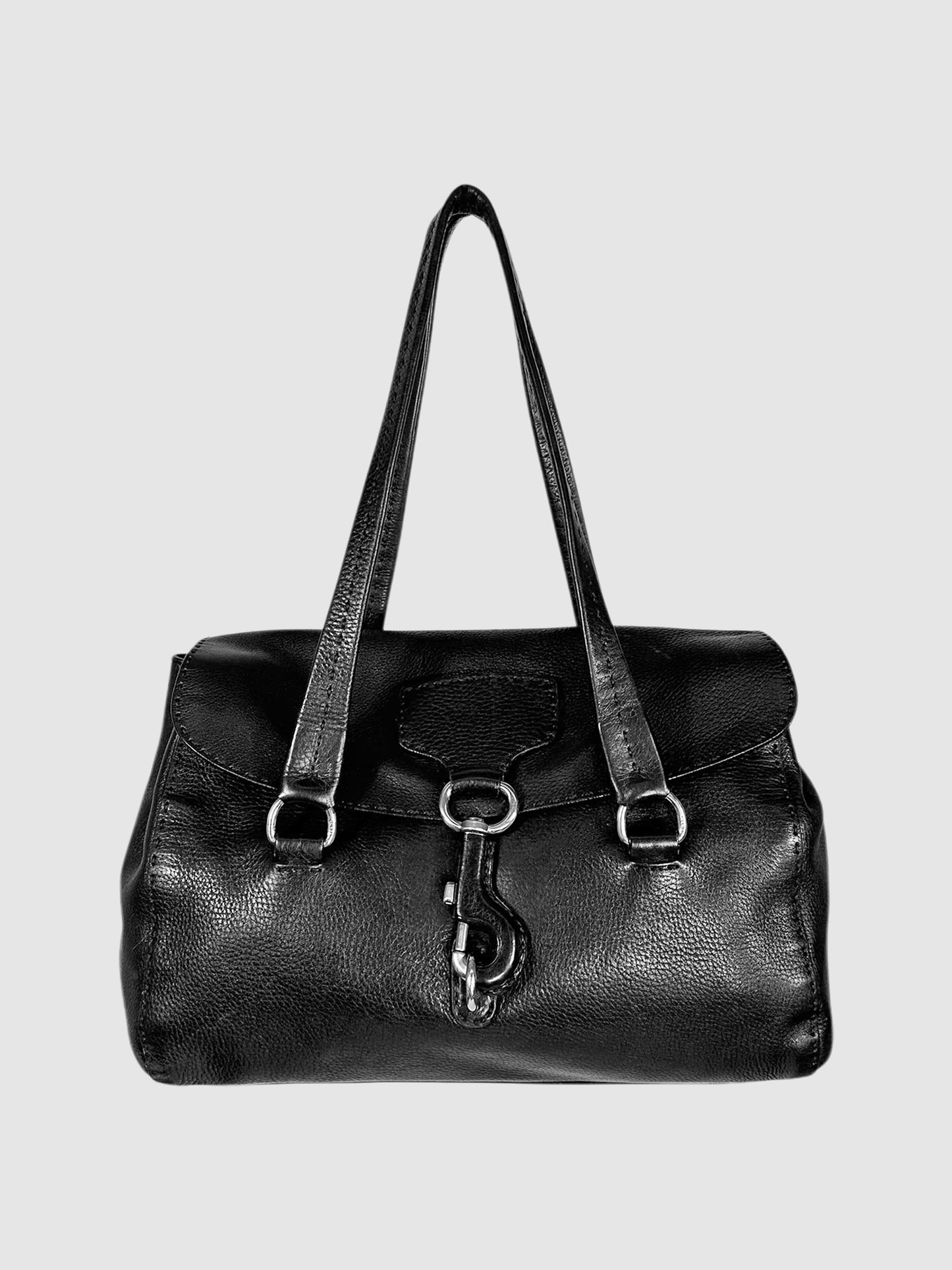 Clasp Leather Shoulder Bag