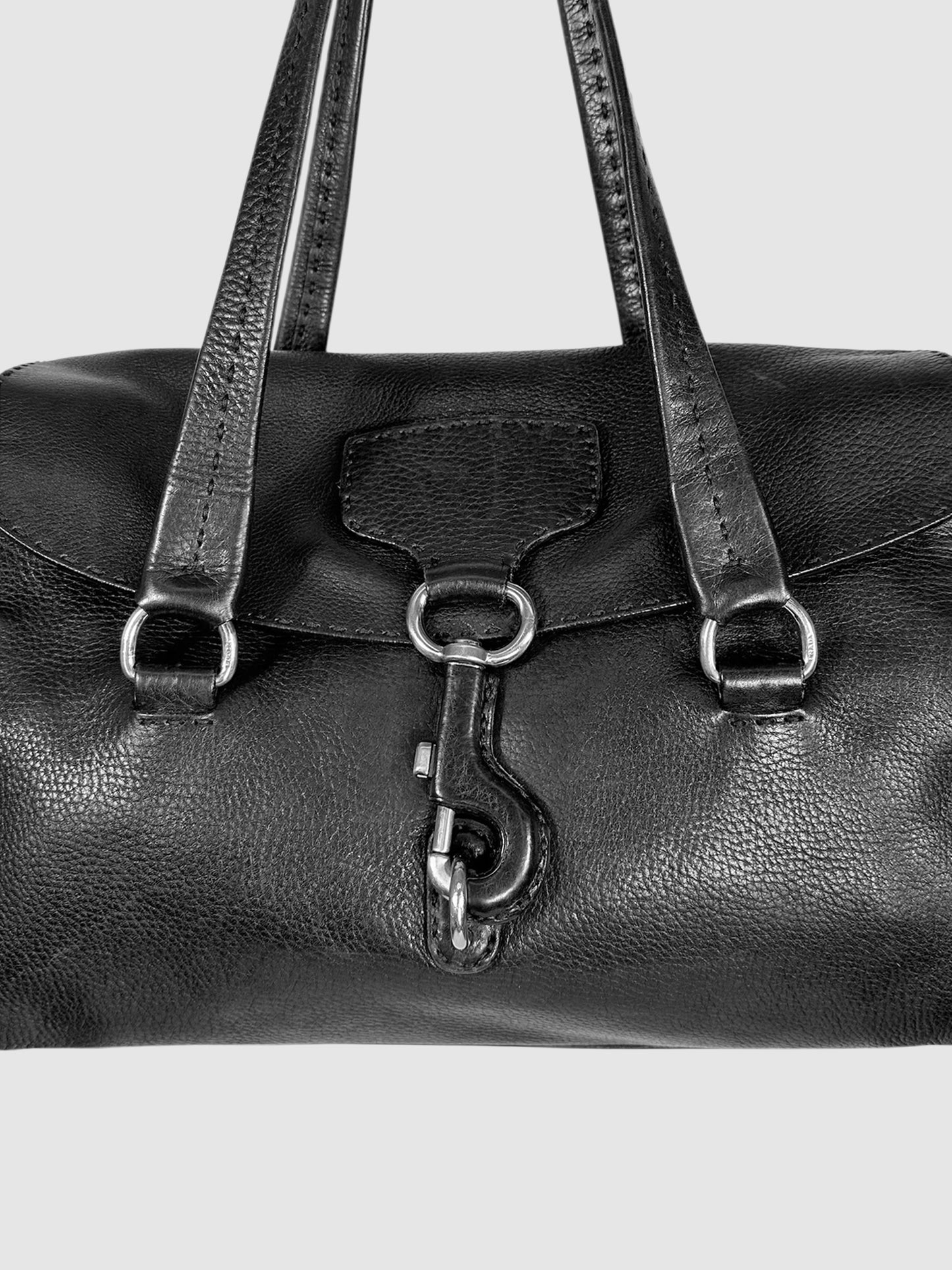 Clasp Leather Shoulder Bag