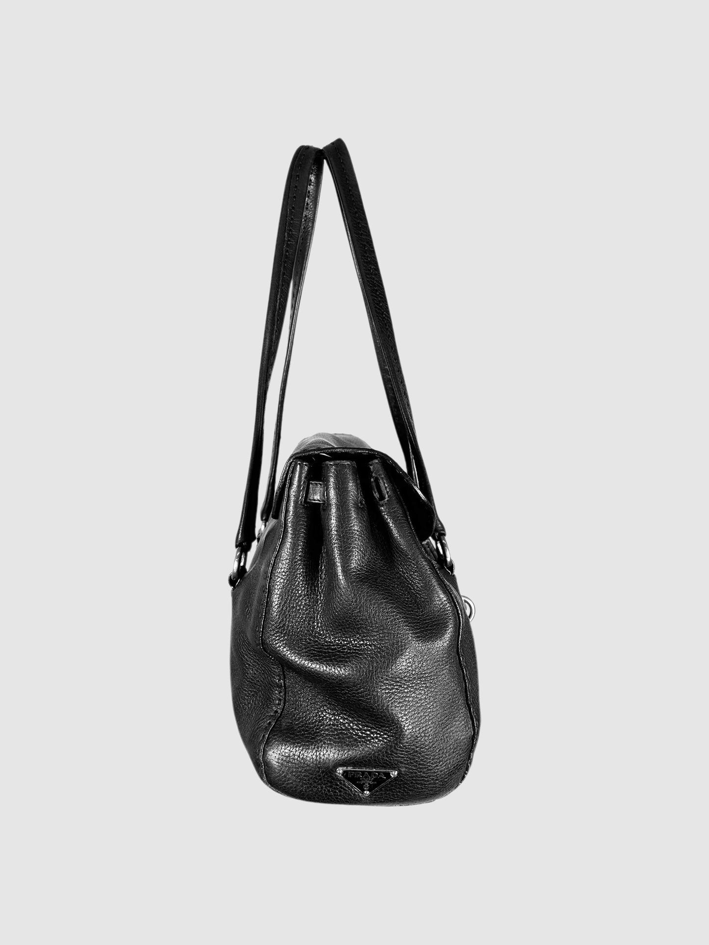 Clasp Leather Shoulder Bag