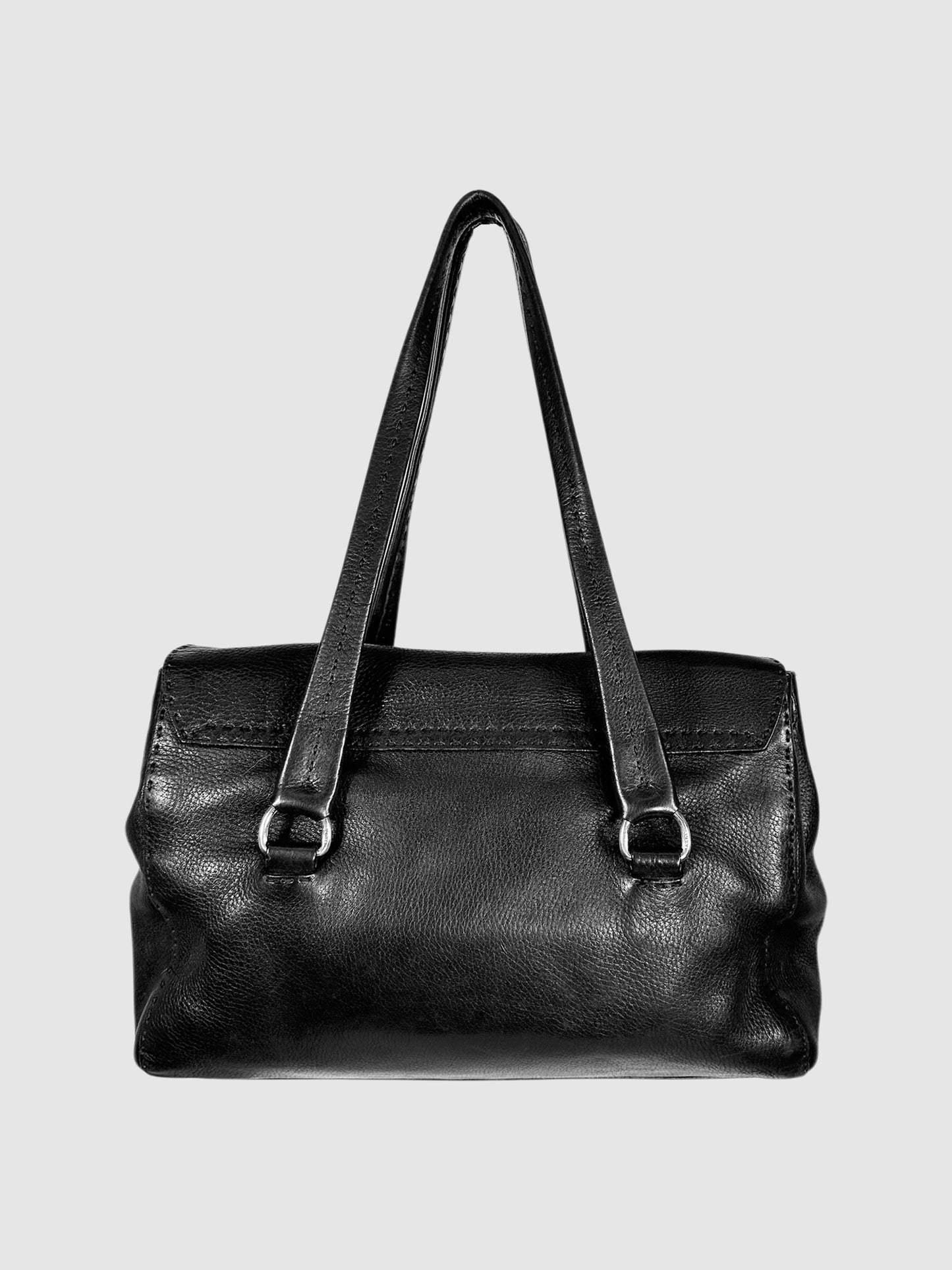 Clasp Leather Shoulder Bag