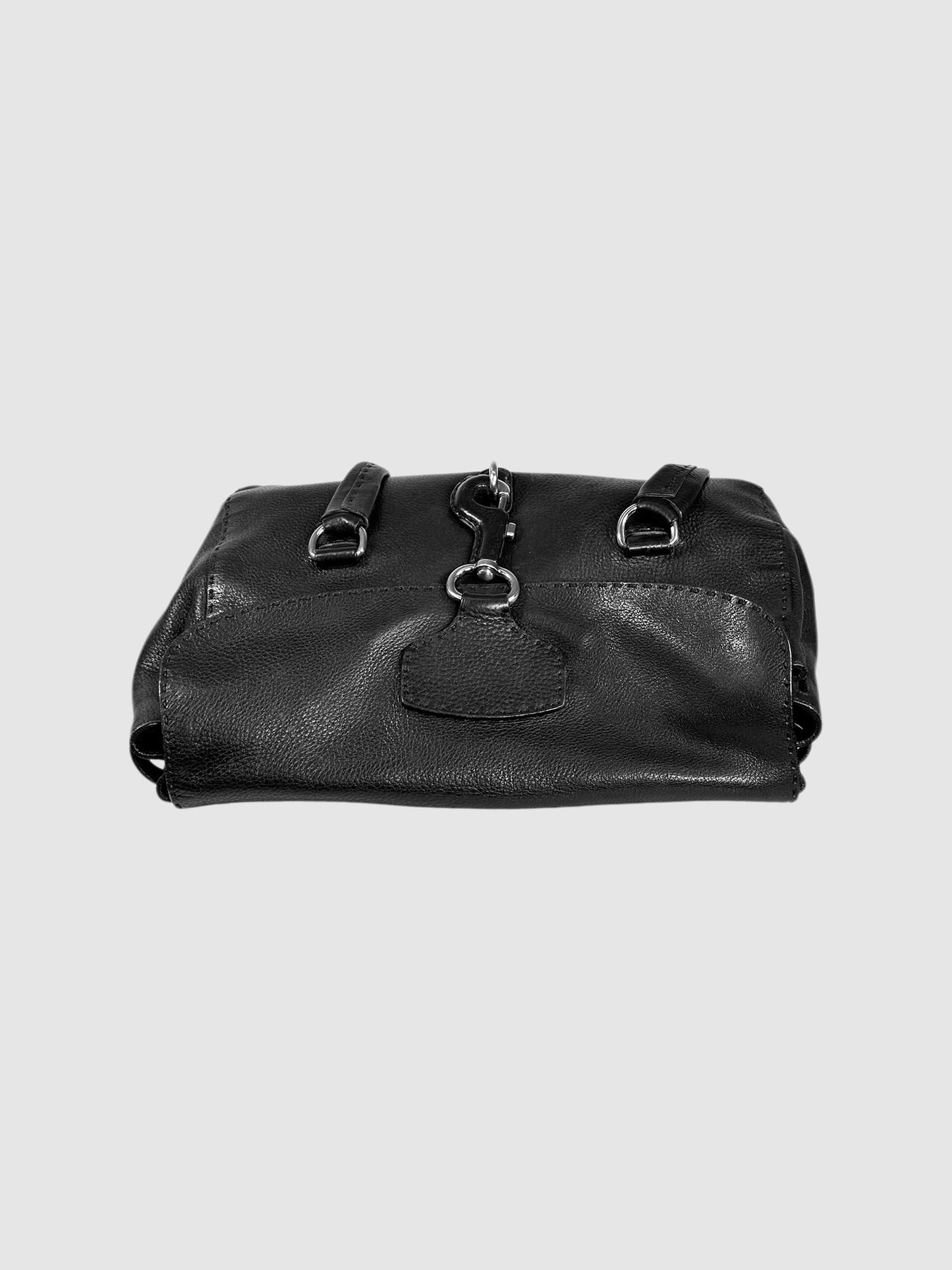 Clasp Leather Shoulder Bag