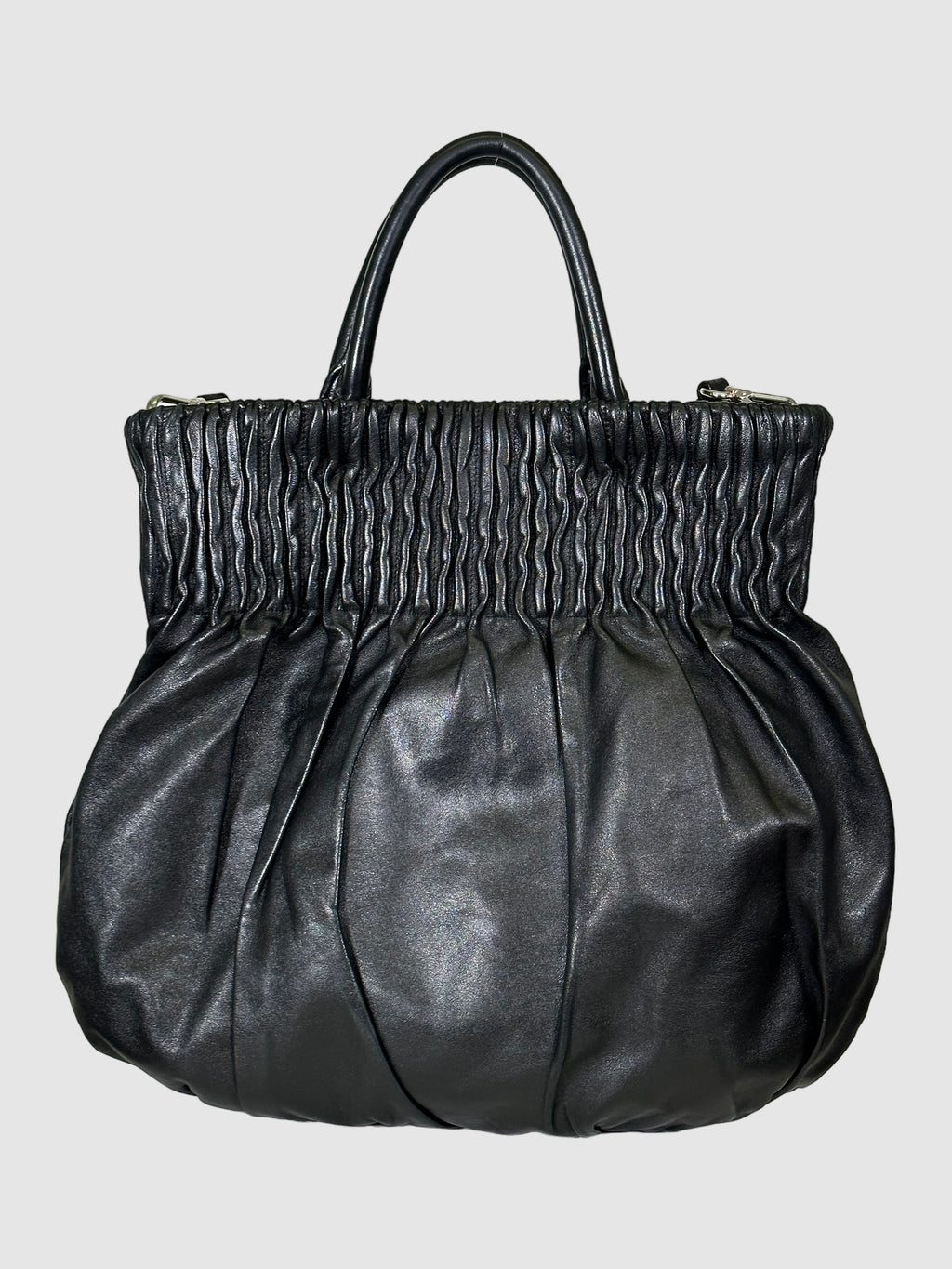 Pleated Nappa Leather Hobo Bag