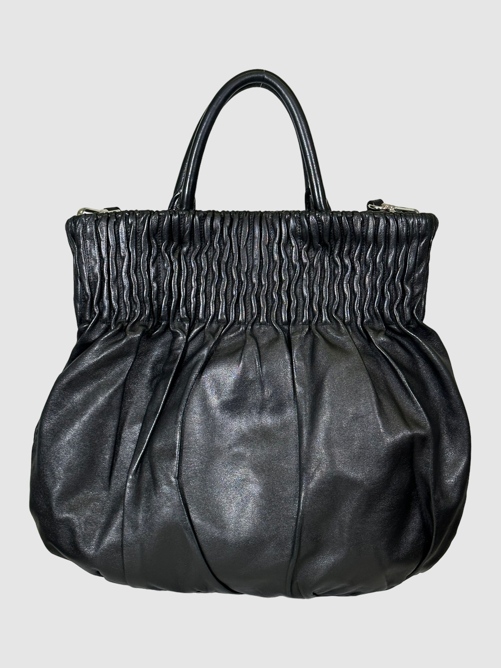 Pleated Nappa Leather Hobo Bag