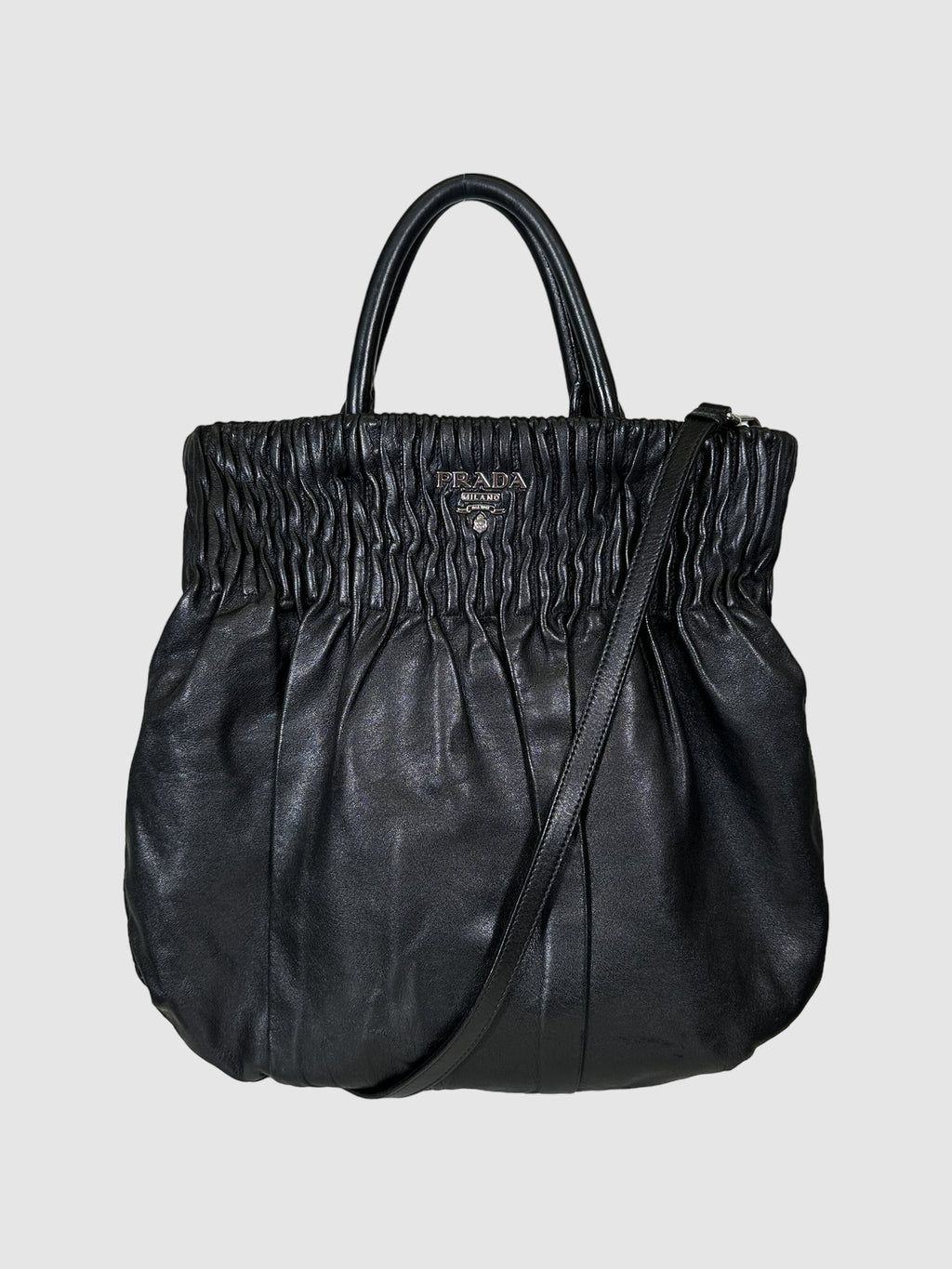 Pleated Nappa Leather Hobo Bag