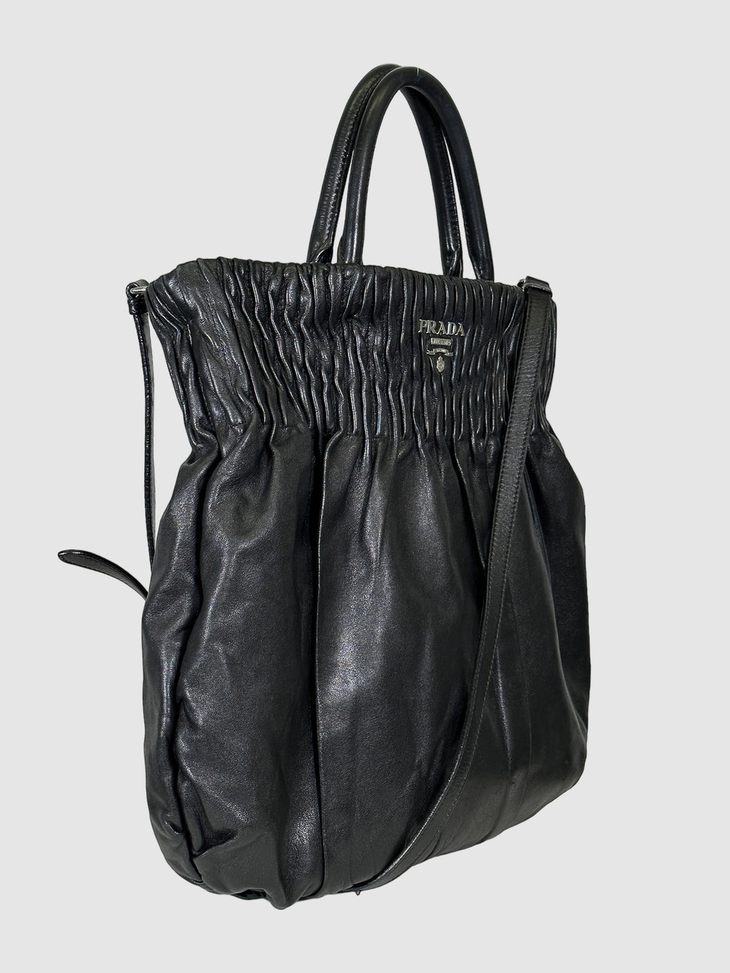Pleated Nappa Leather Hobo Bag