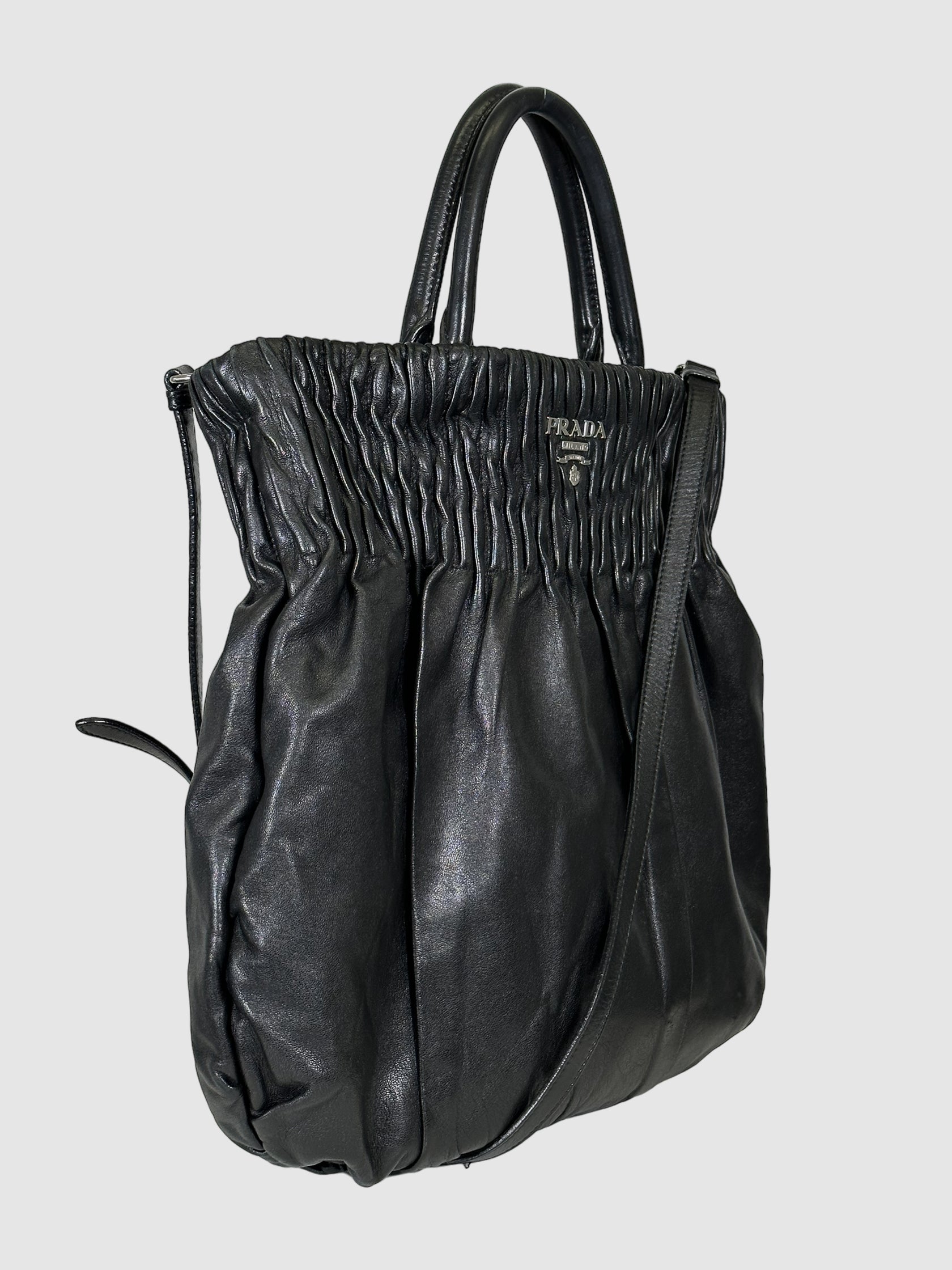 Pleated Nappa Leather Hobo Bag