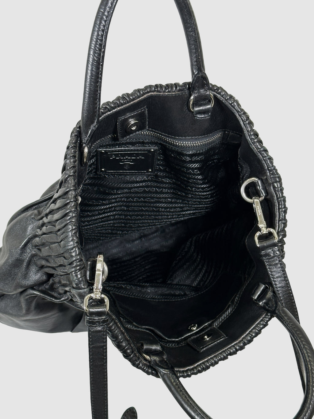 Pleated Nappa Leather Hobo Bag
