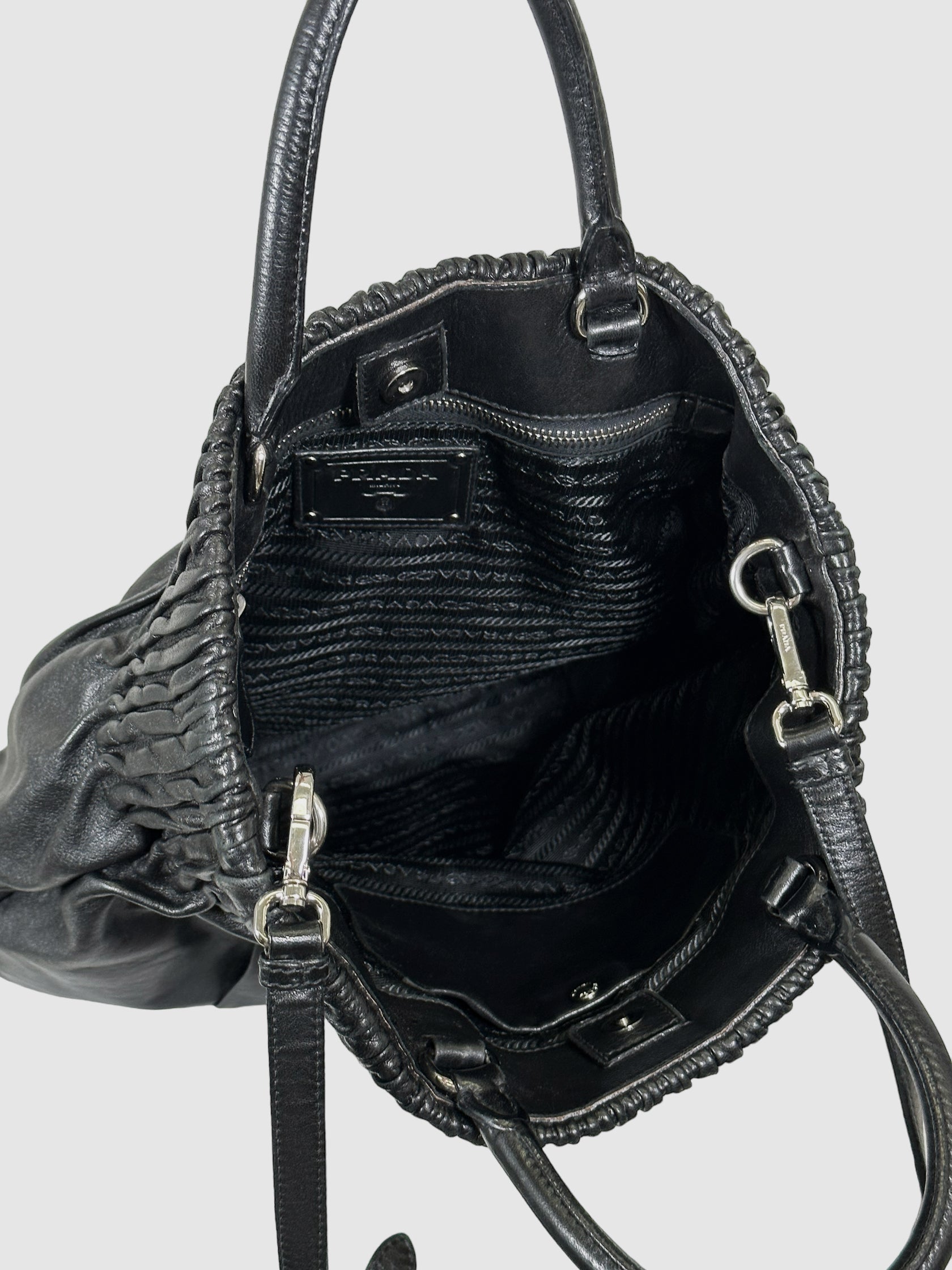 Pleated Nappa Leather Hobo Bag