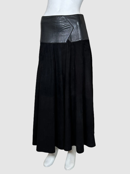 Good Manteau Leather Suede Maxi Skirt - Size 9/10