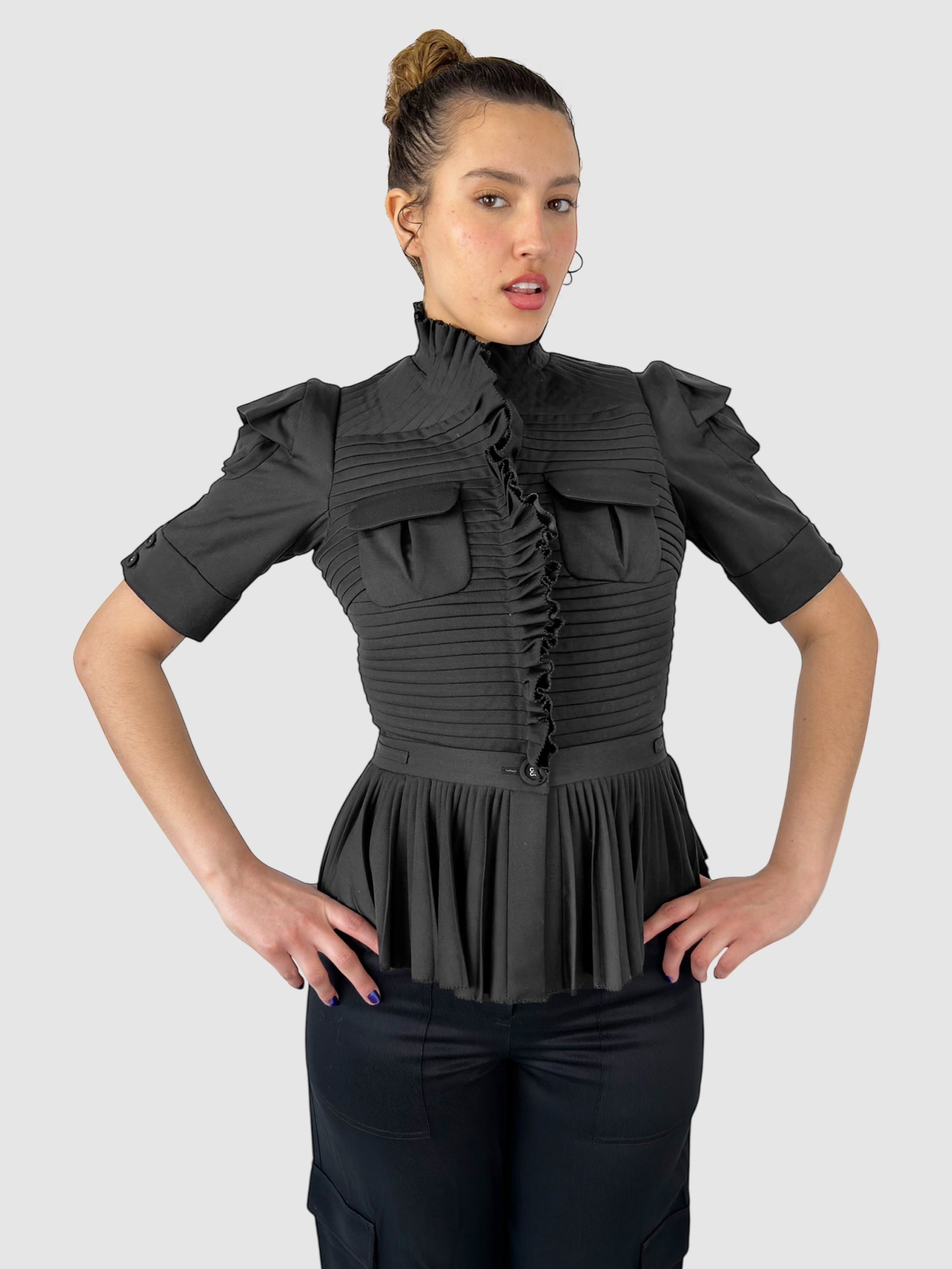 Pleated Peplum Jacket