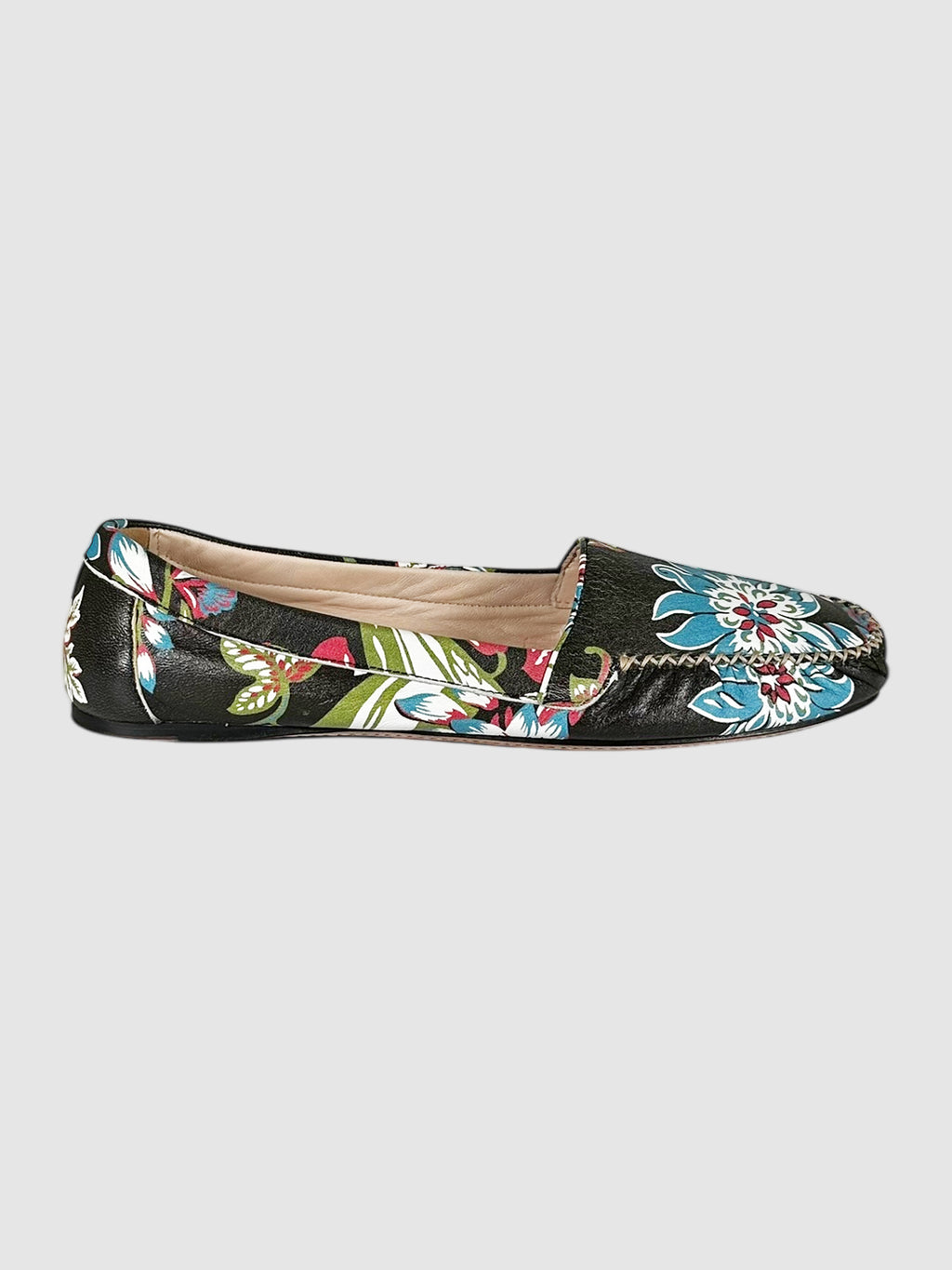 Leather Floral Loafers - Size 38