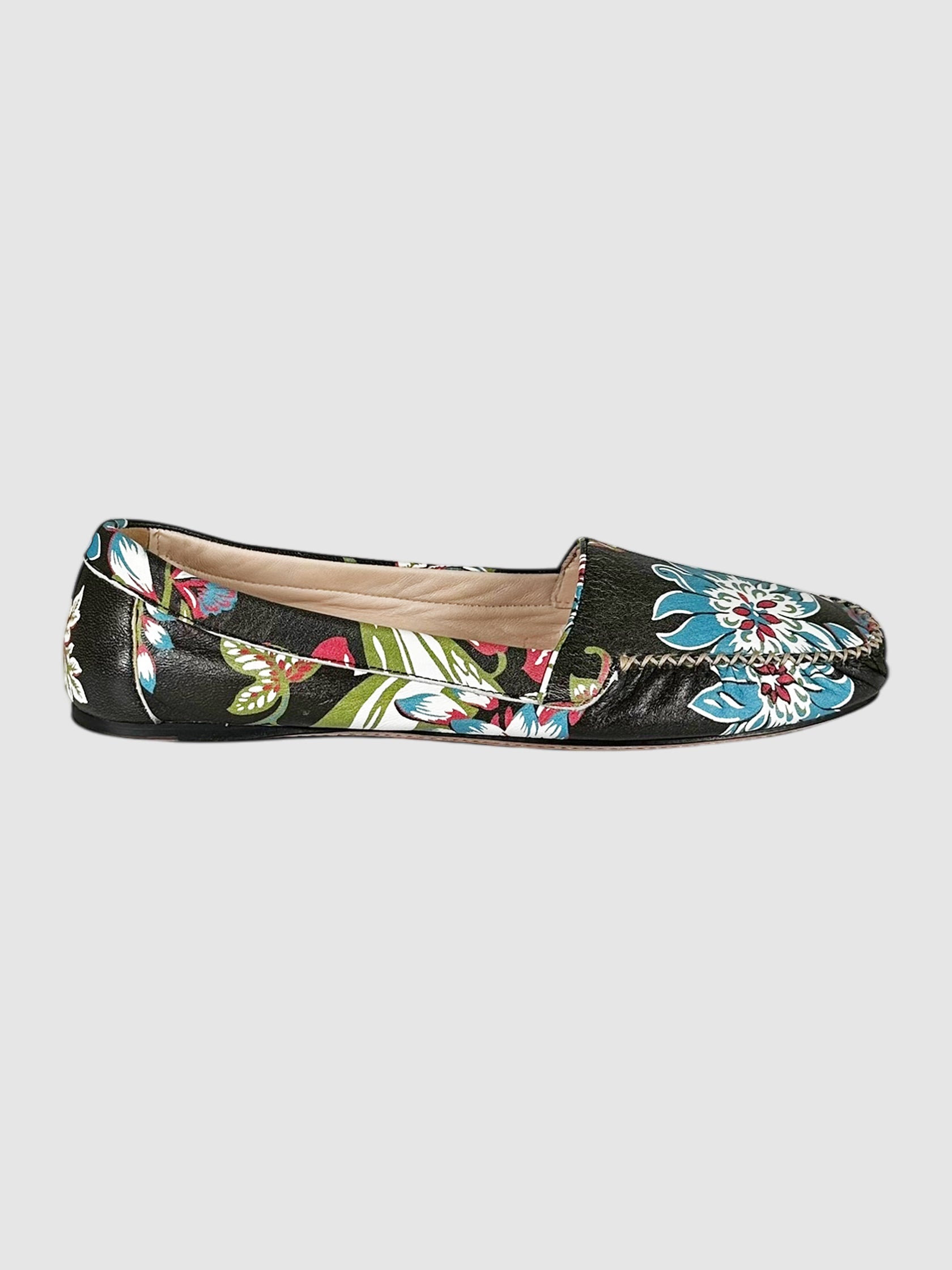Leather Floral Loafers - Size 38