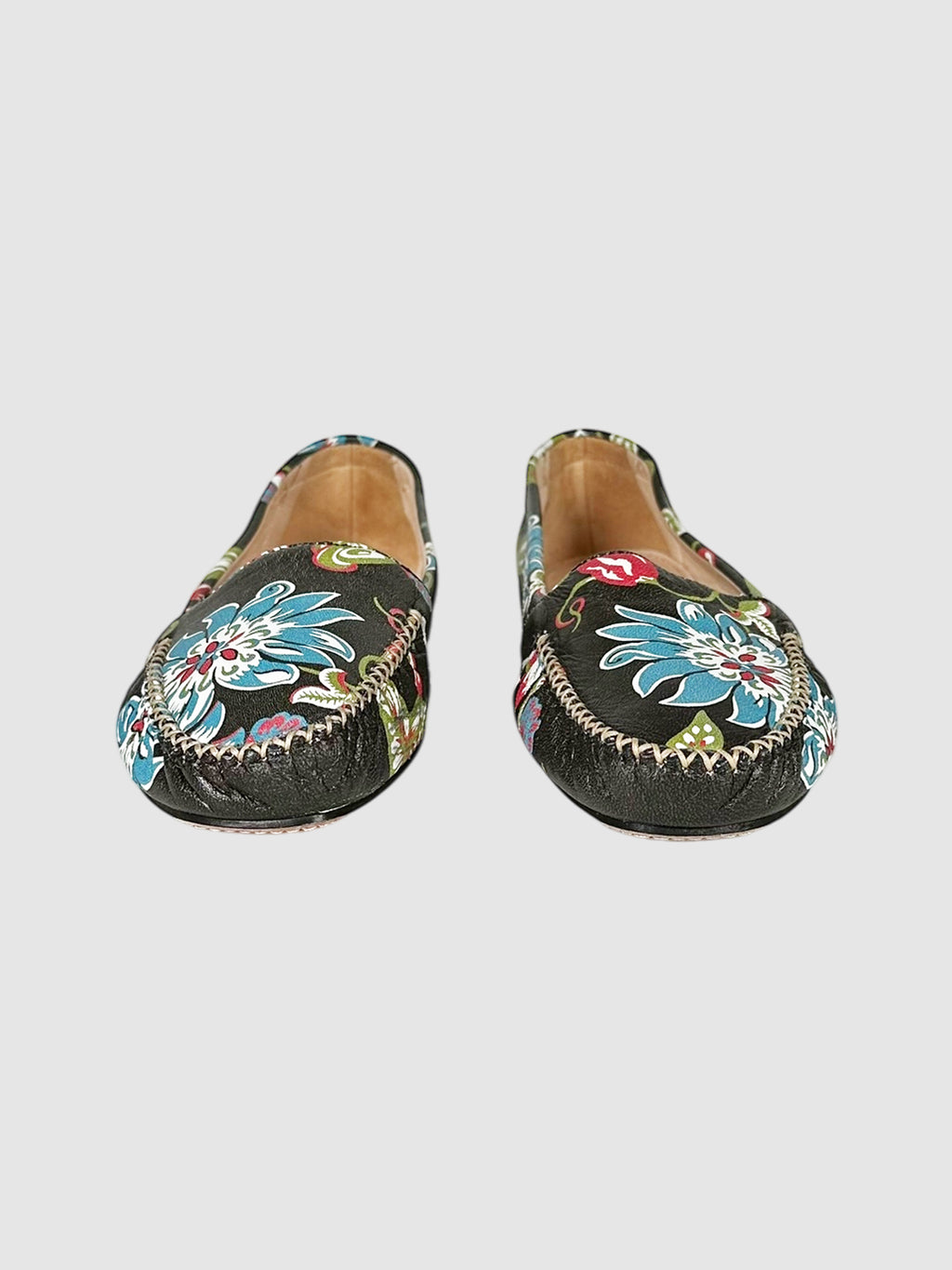 Leather Floral Loafers - Size 38