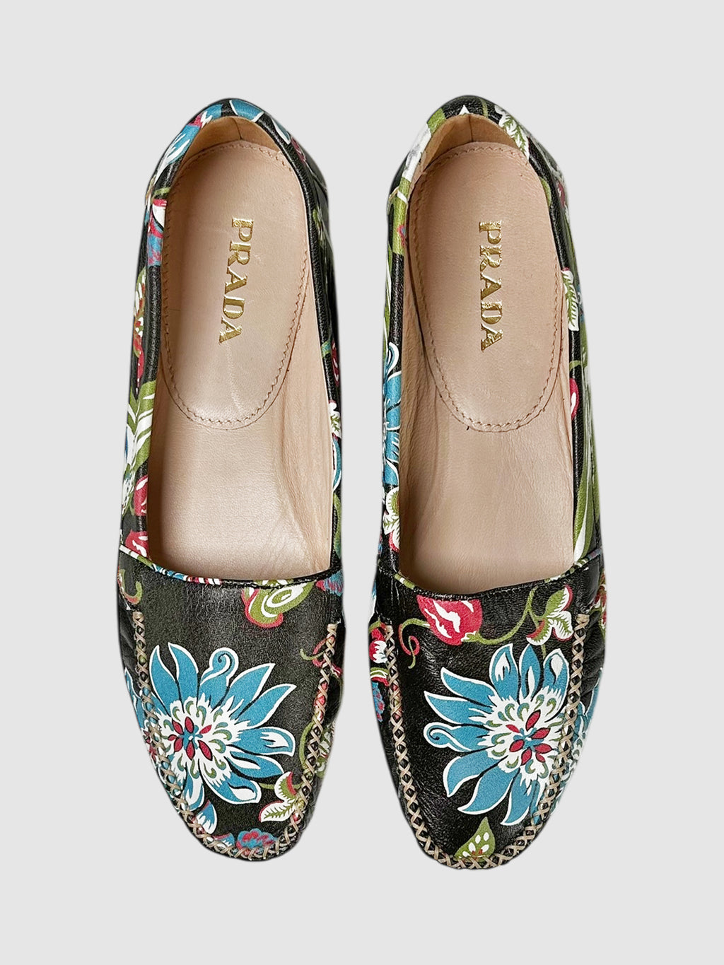 Leather Floral Loafers - Size 38
