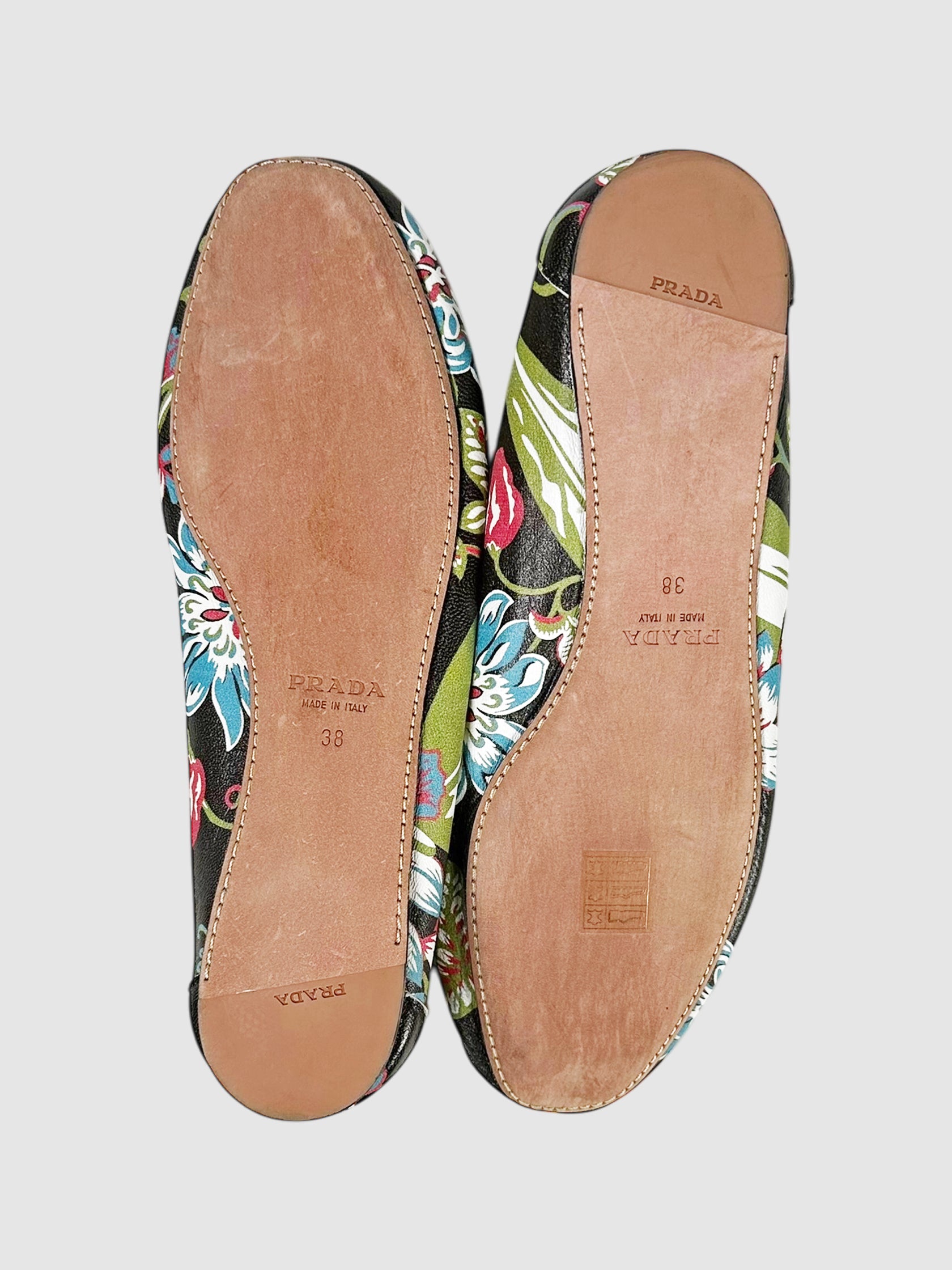 Leather Floral Loafers - Size 38