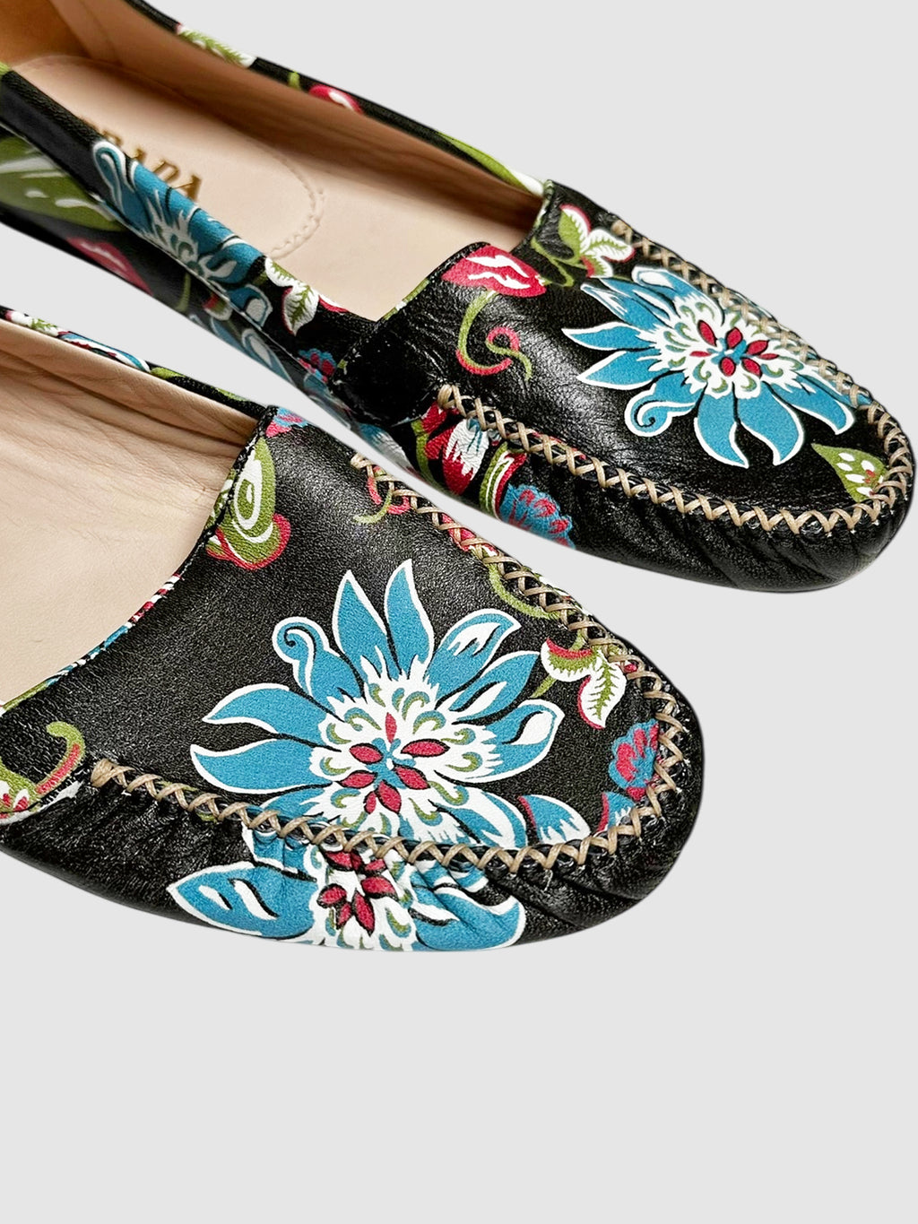 Leather Floral Loafers - Size 38