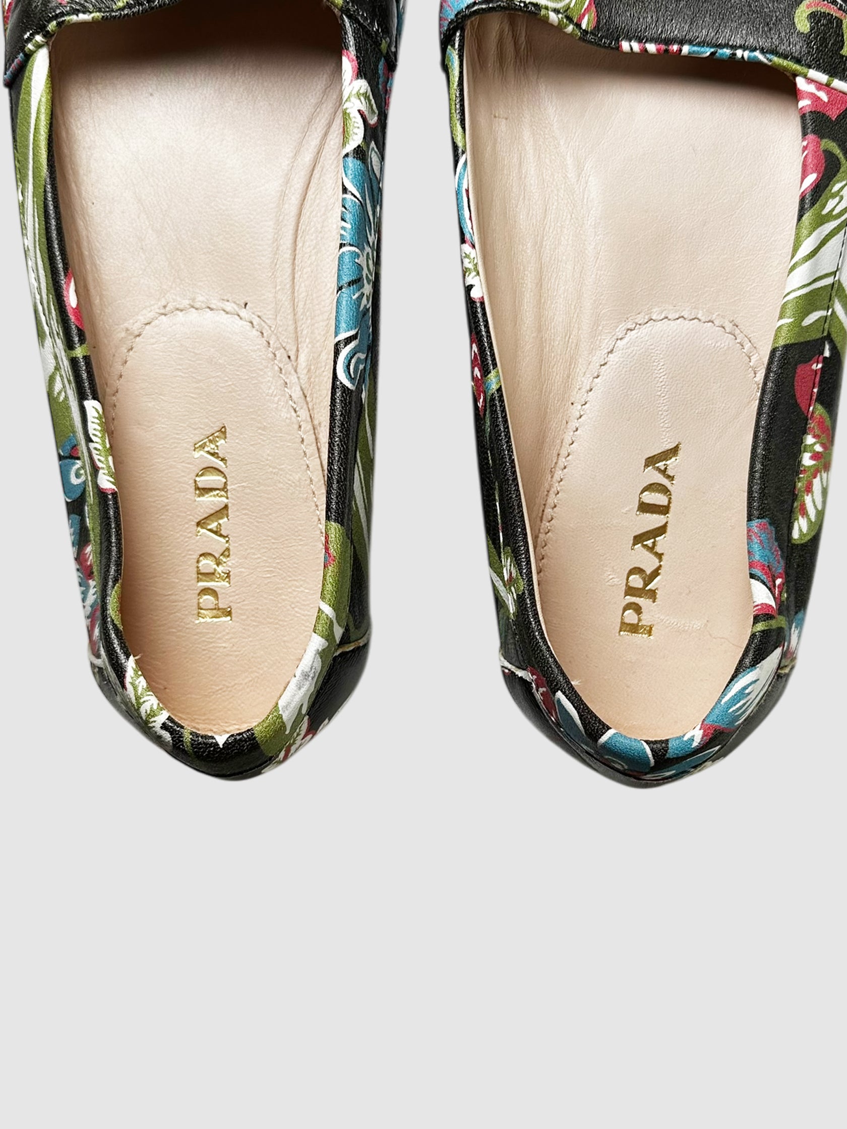 Leather Floral Loafers - Size 38