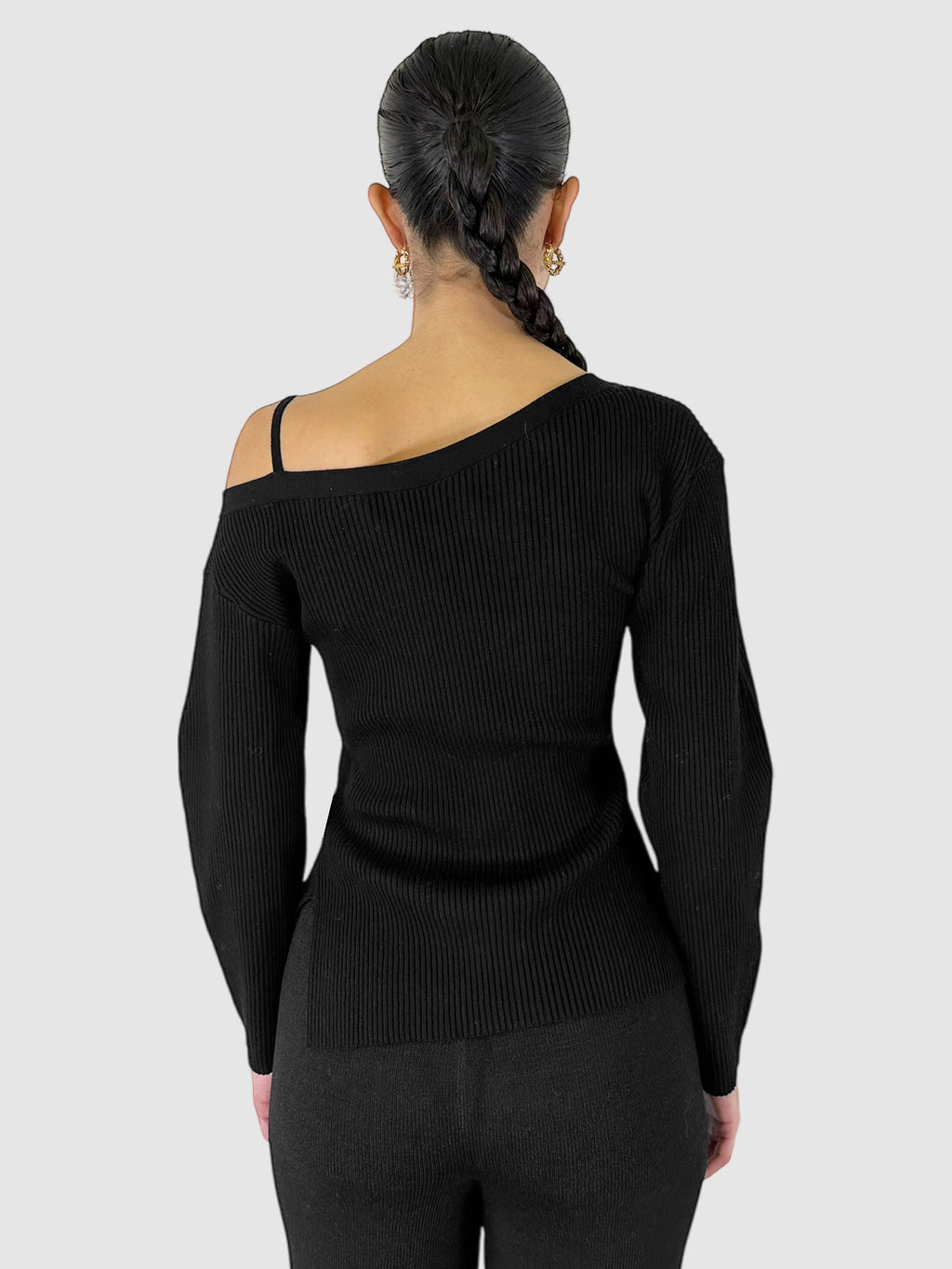 Abstract Button Wool Ribbed Cardigan