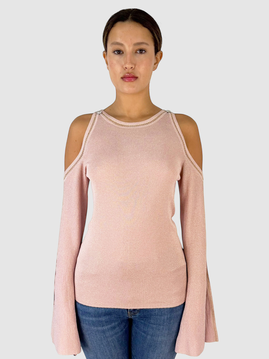 Metallic Cold Shoulder Top