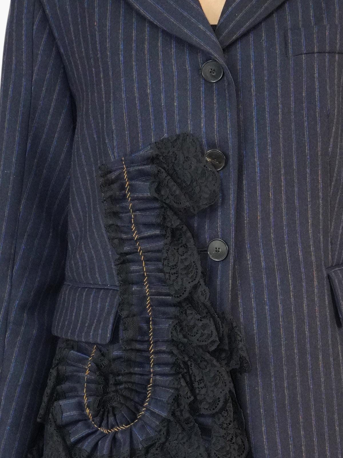 Pinstripe Ruffled Blazer
