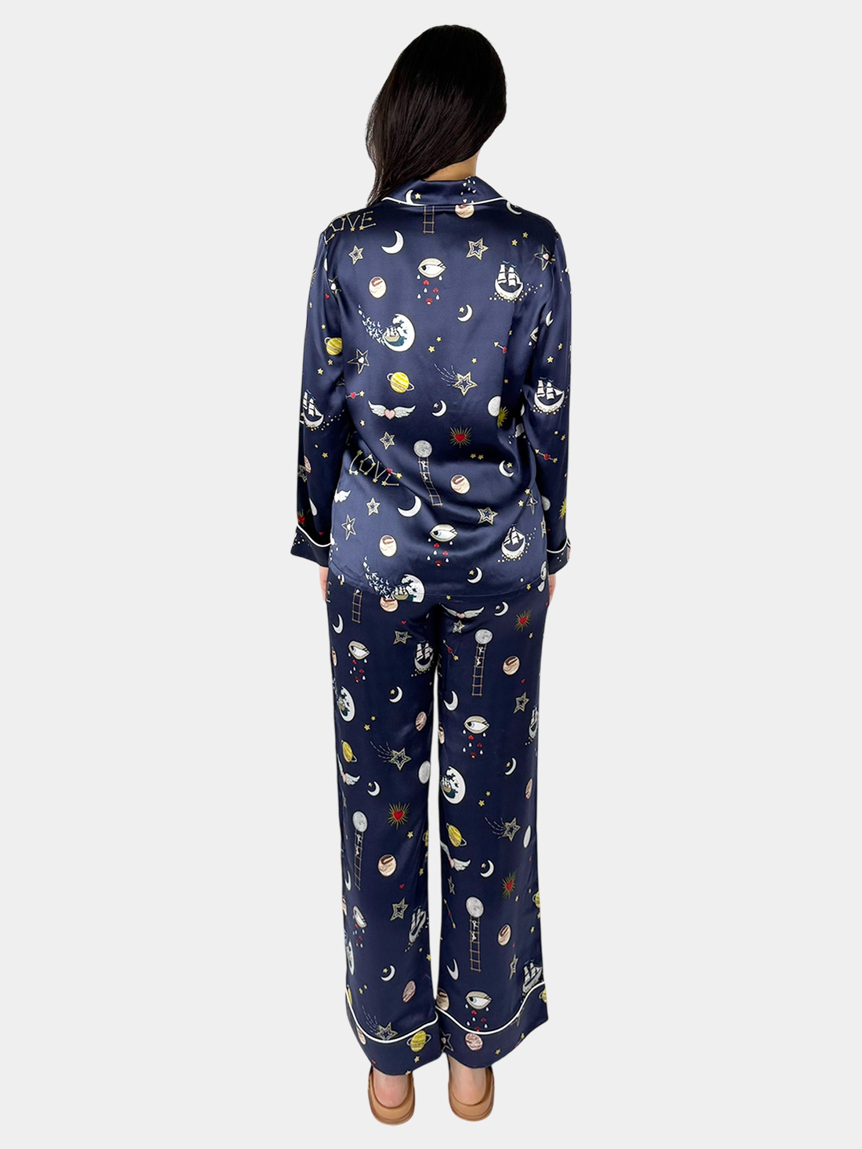 Lila Cosmic Silk Pyjama 2-Piece Set
