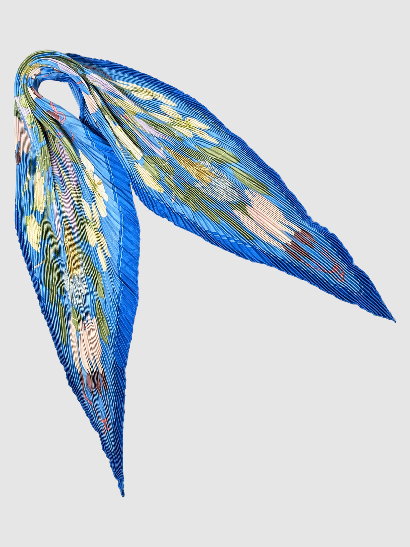 Plissé Silk Scarf with Tie Ring