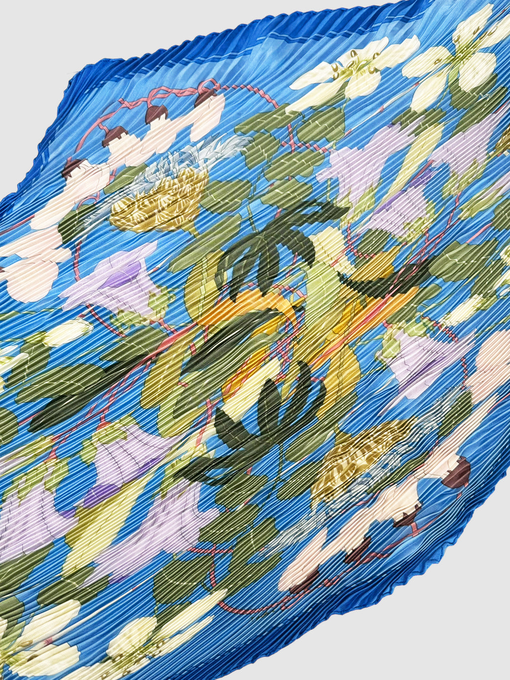 Plissé Silk Scarf with Tie Ring