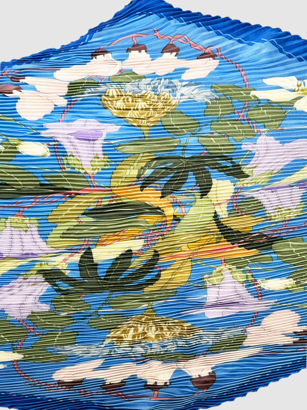 Plissé Silk Scarf with Tie Ring