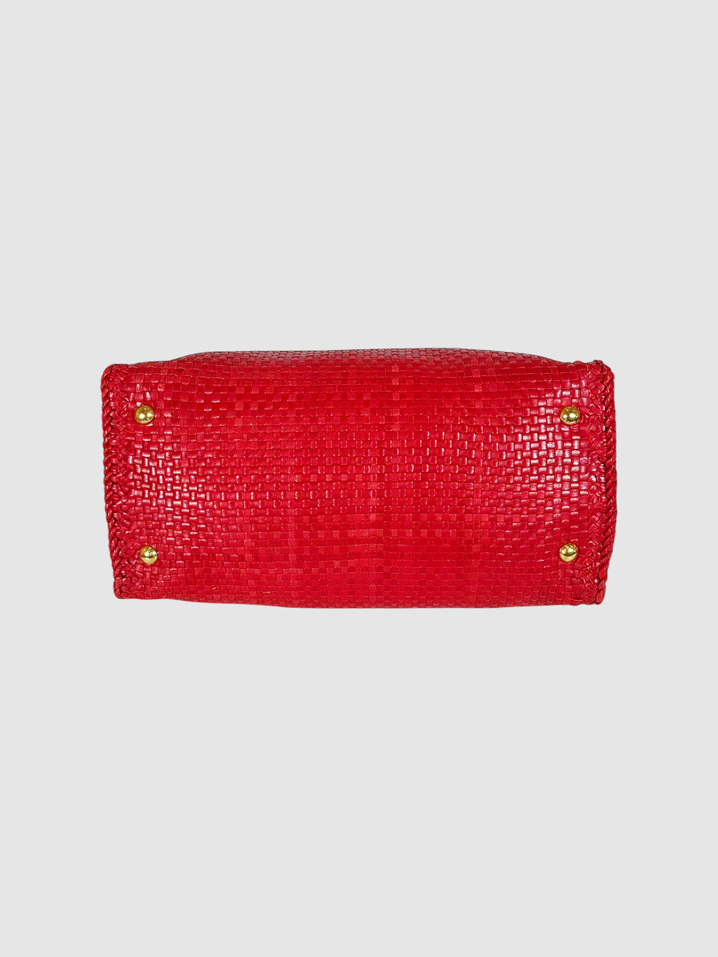 Woven Leather Madras Tote Bag