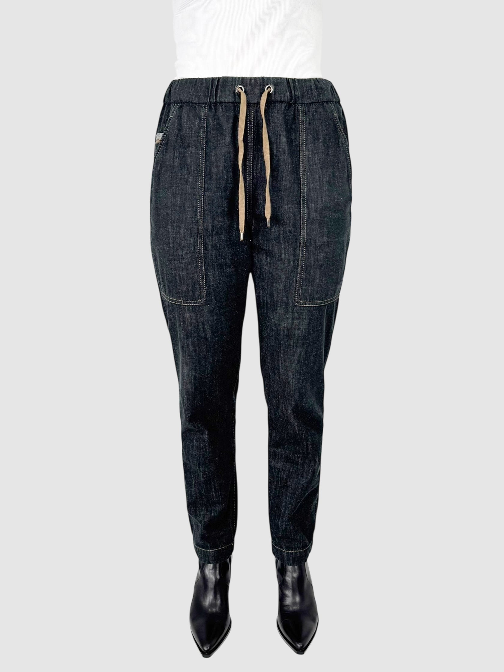 Elasticized Denim Pants