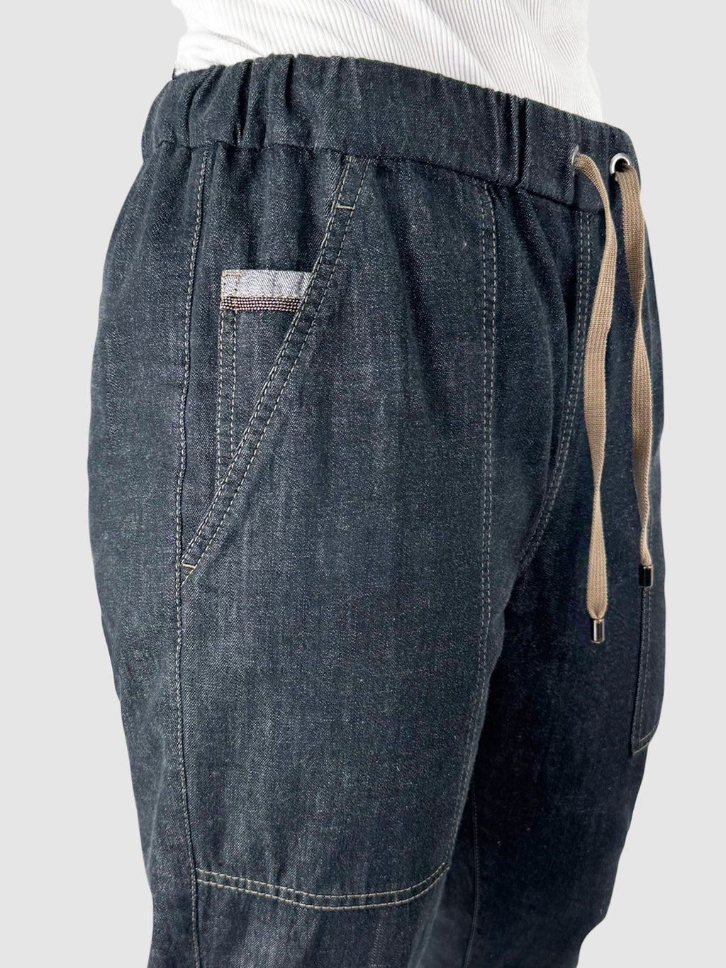 Elasticized Denim Pants