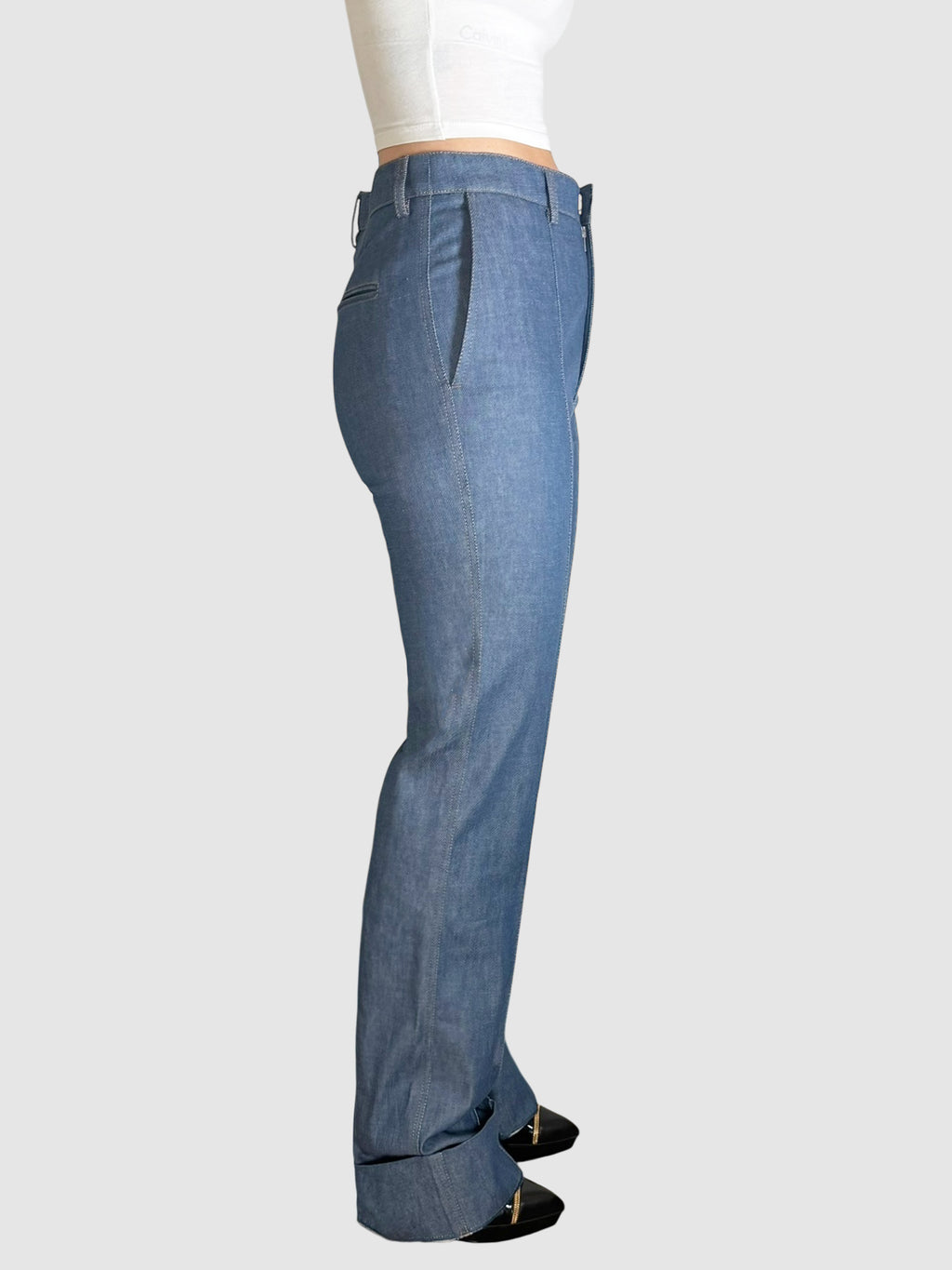Pleated Seamed Jeans