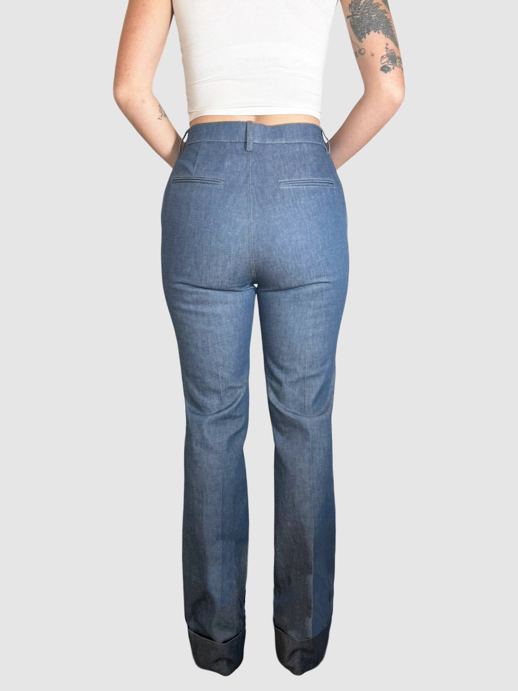 Pleated Seamed Jeans