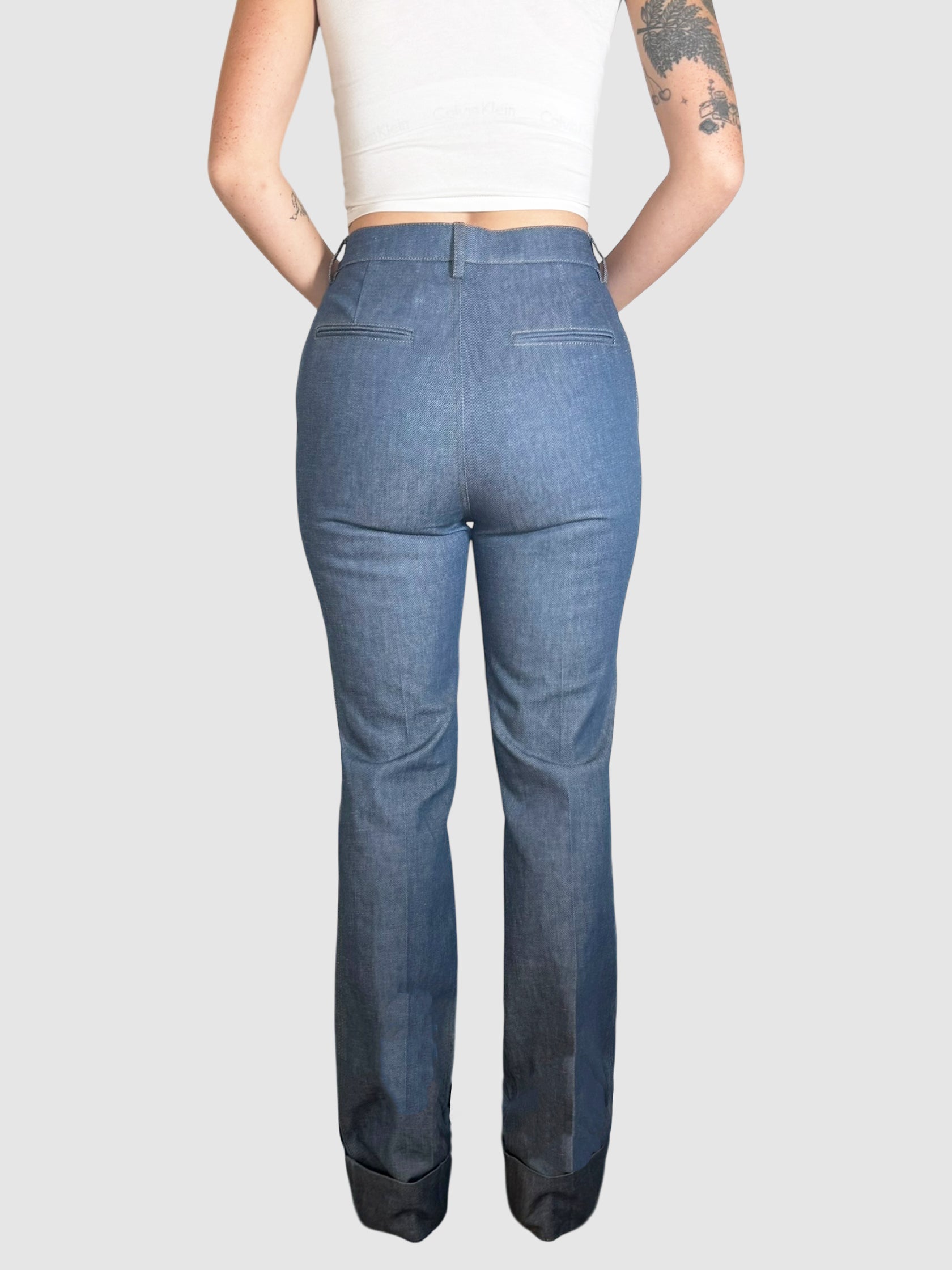 Pleated Seamed Jeans
