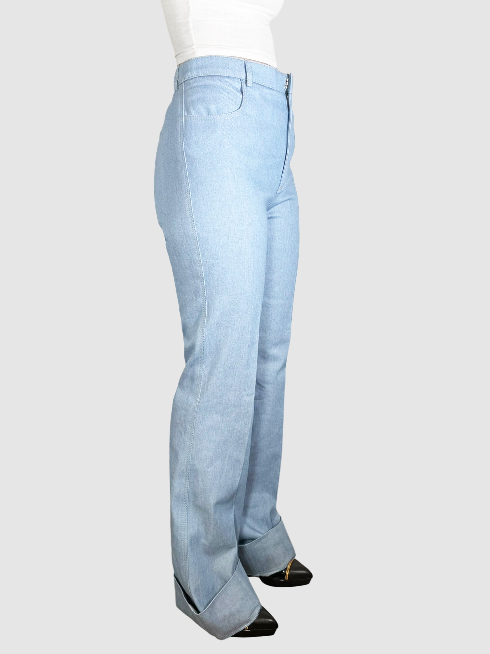 Pleated Seamed Jeans