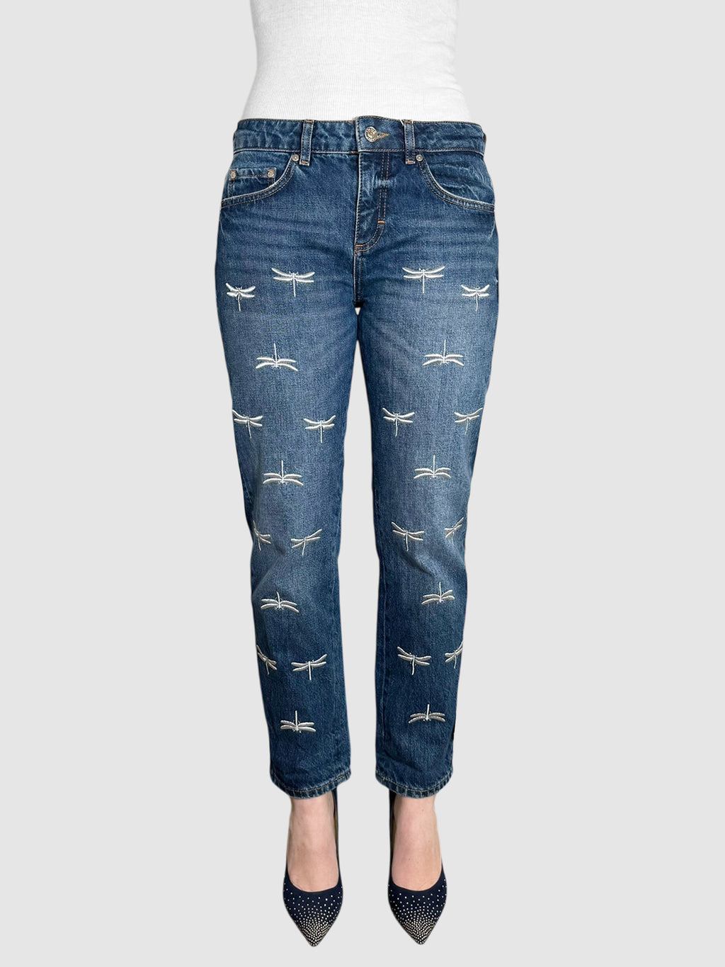 Dragonfly Print Jeans