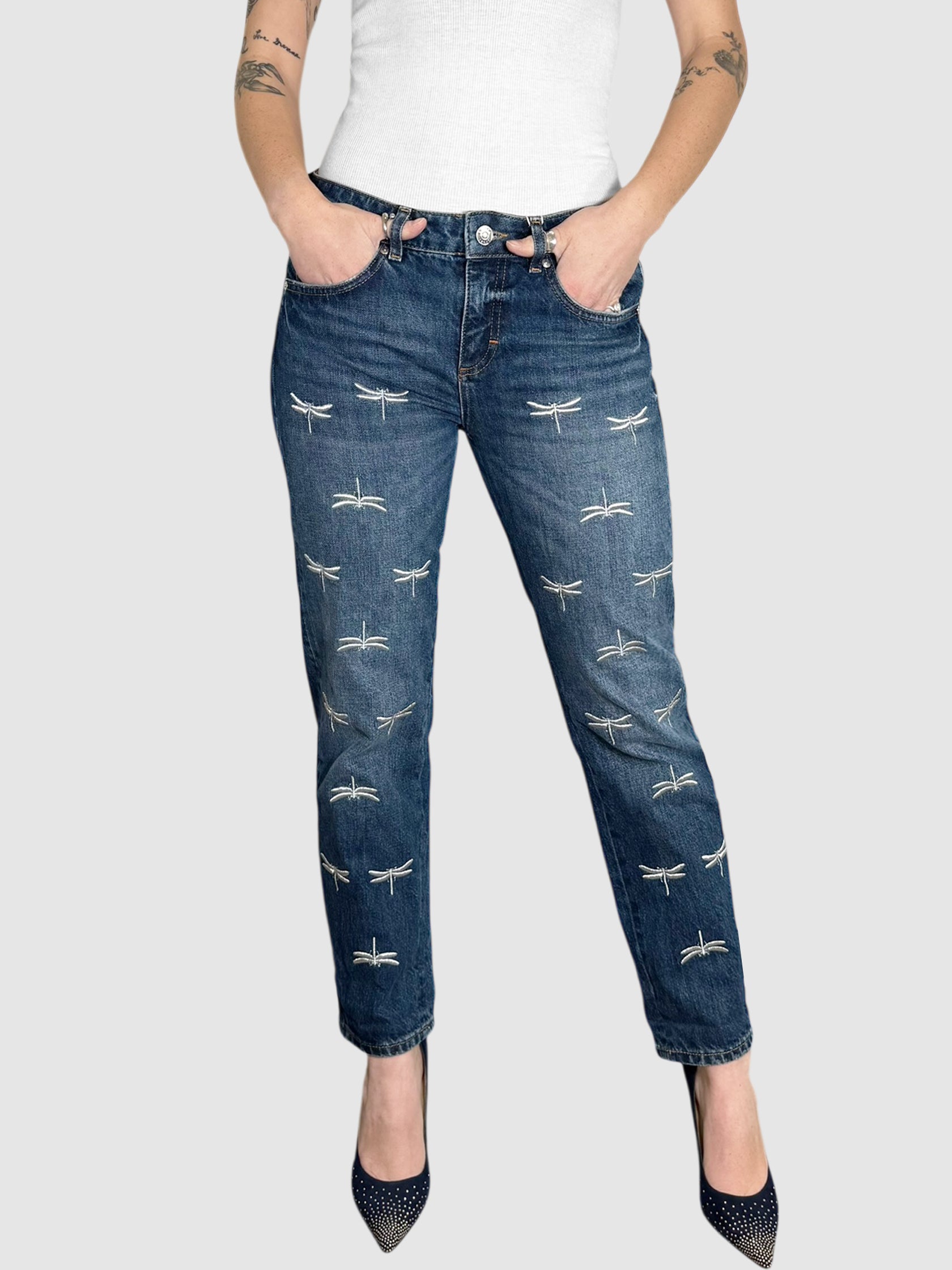 Dragonfly Print Jeans