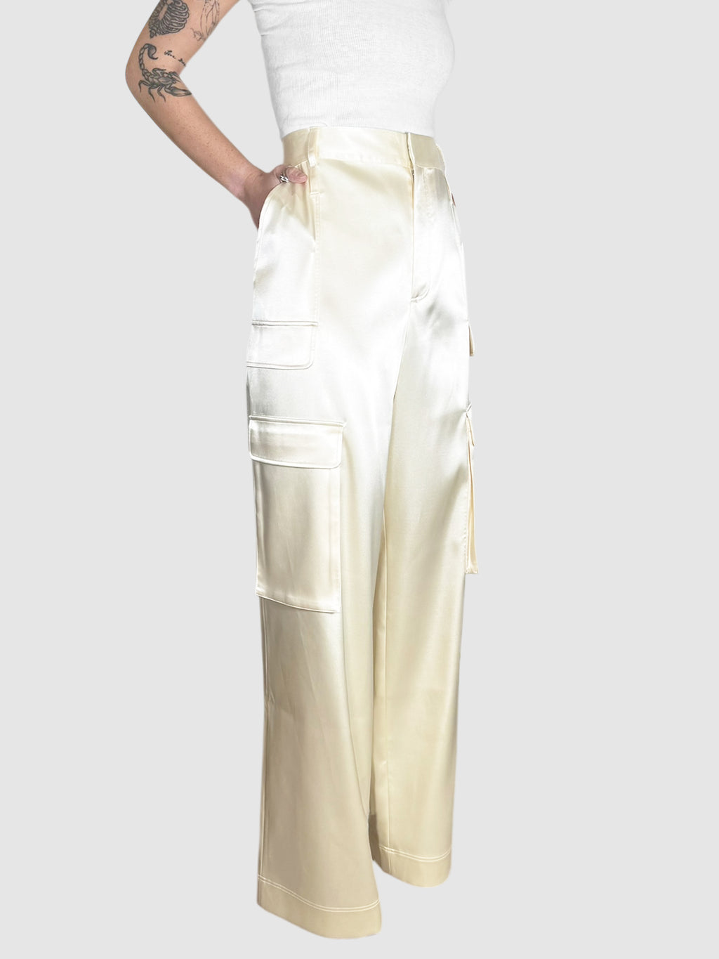 Satin Cargo Pants