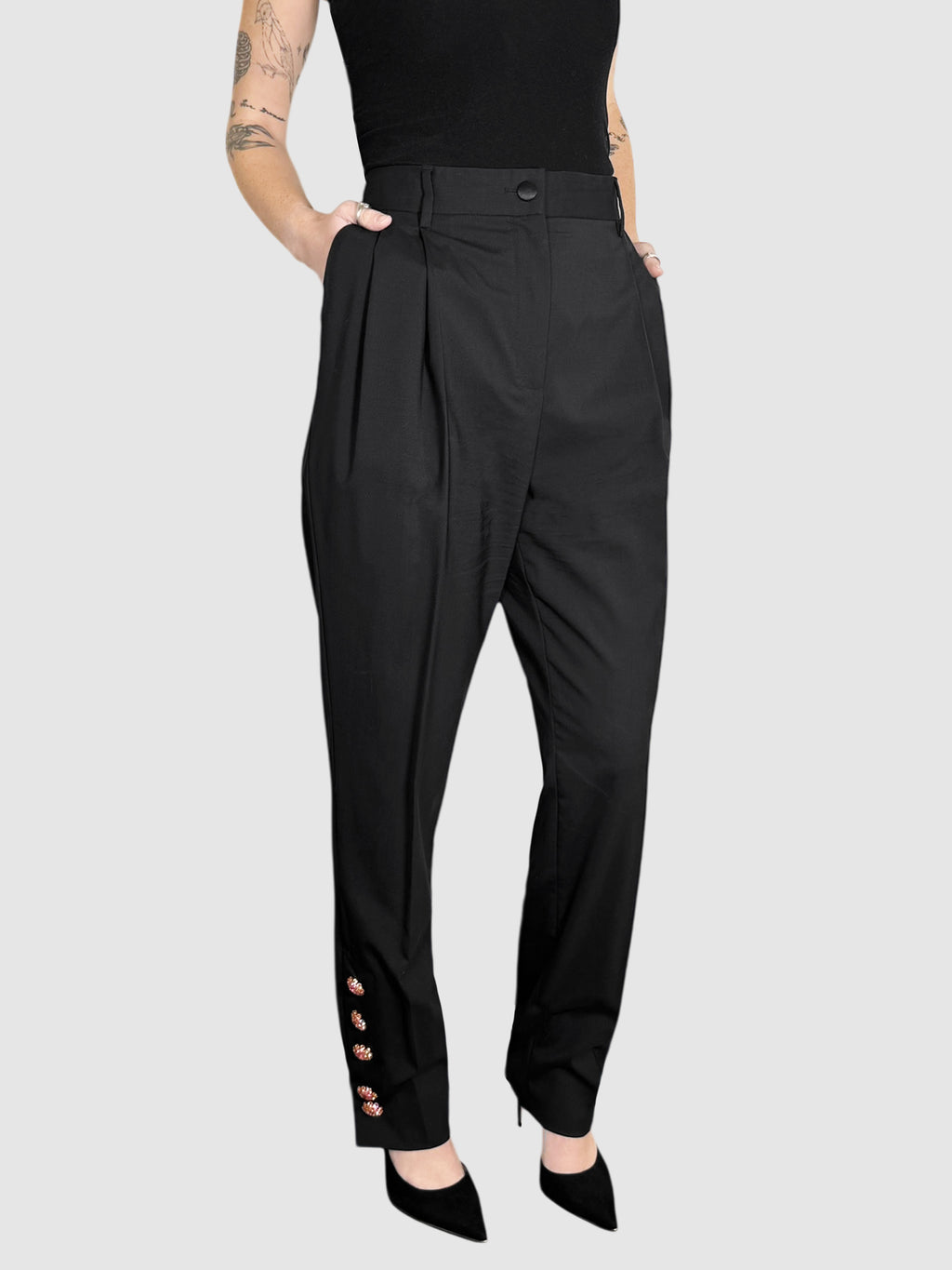 Button Embellished Pants