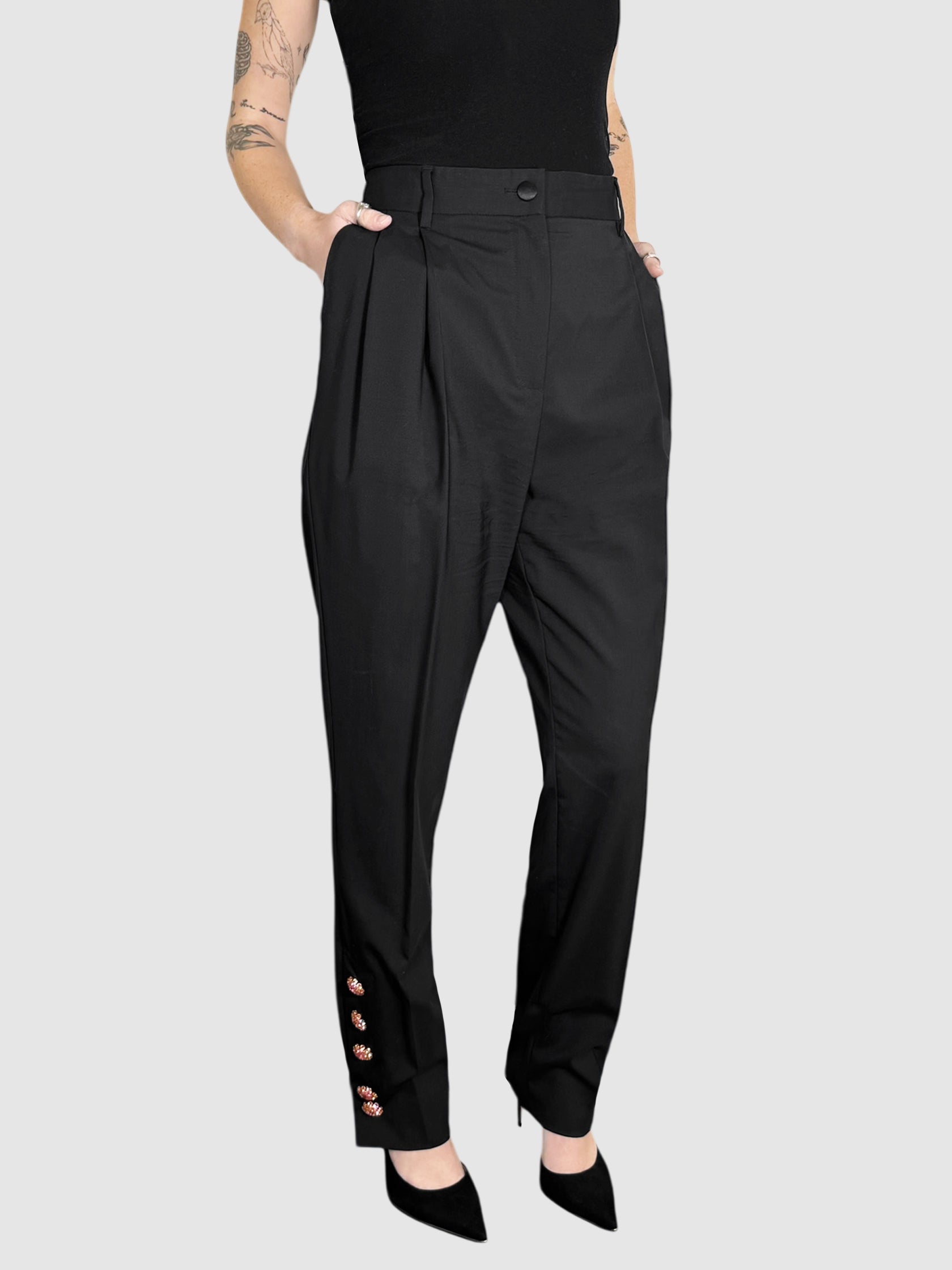Button Embellished Pants