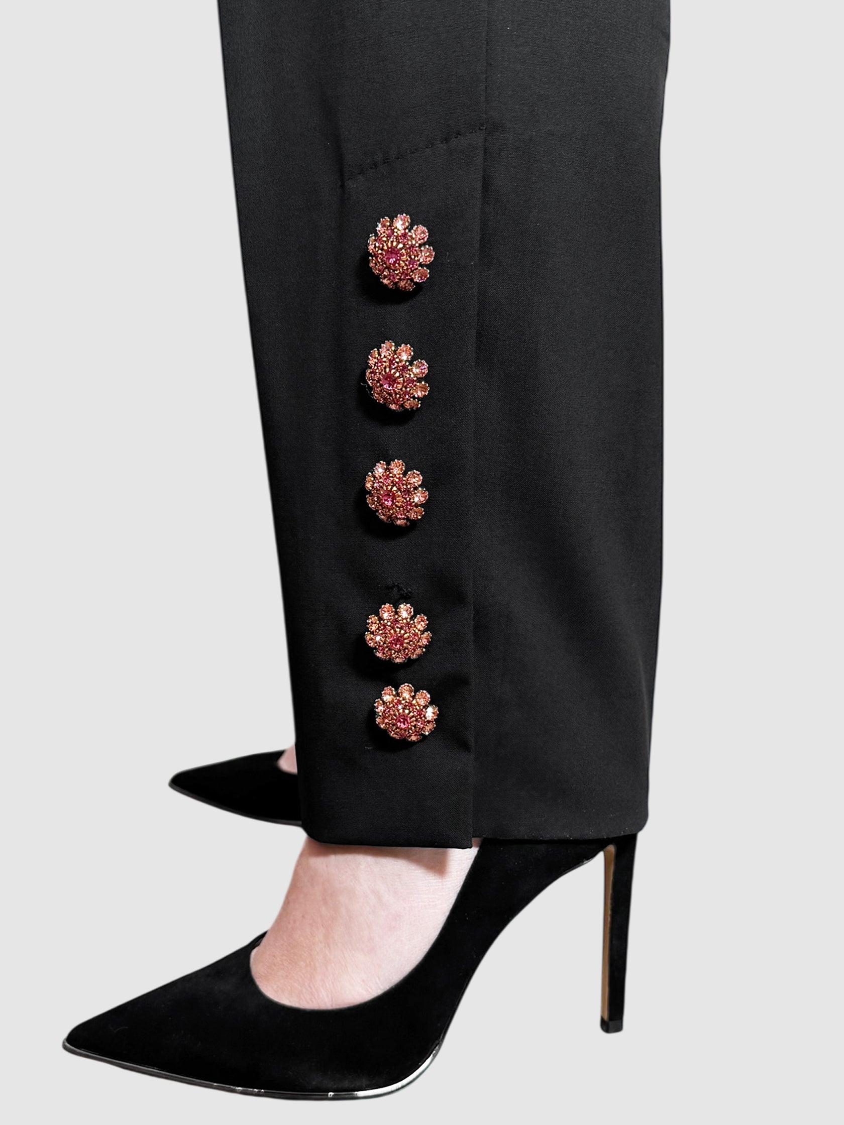 Button Embellished Pants