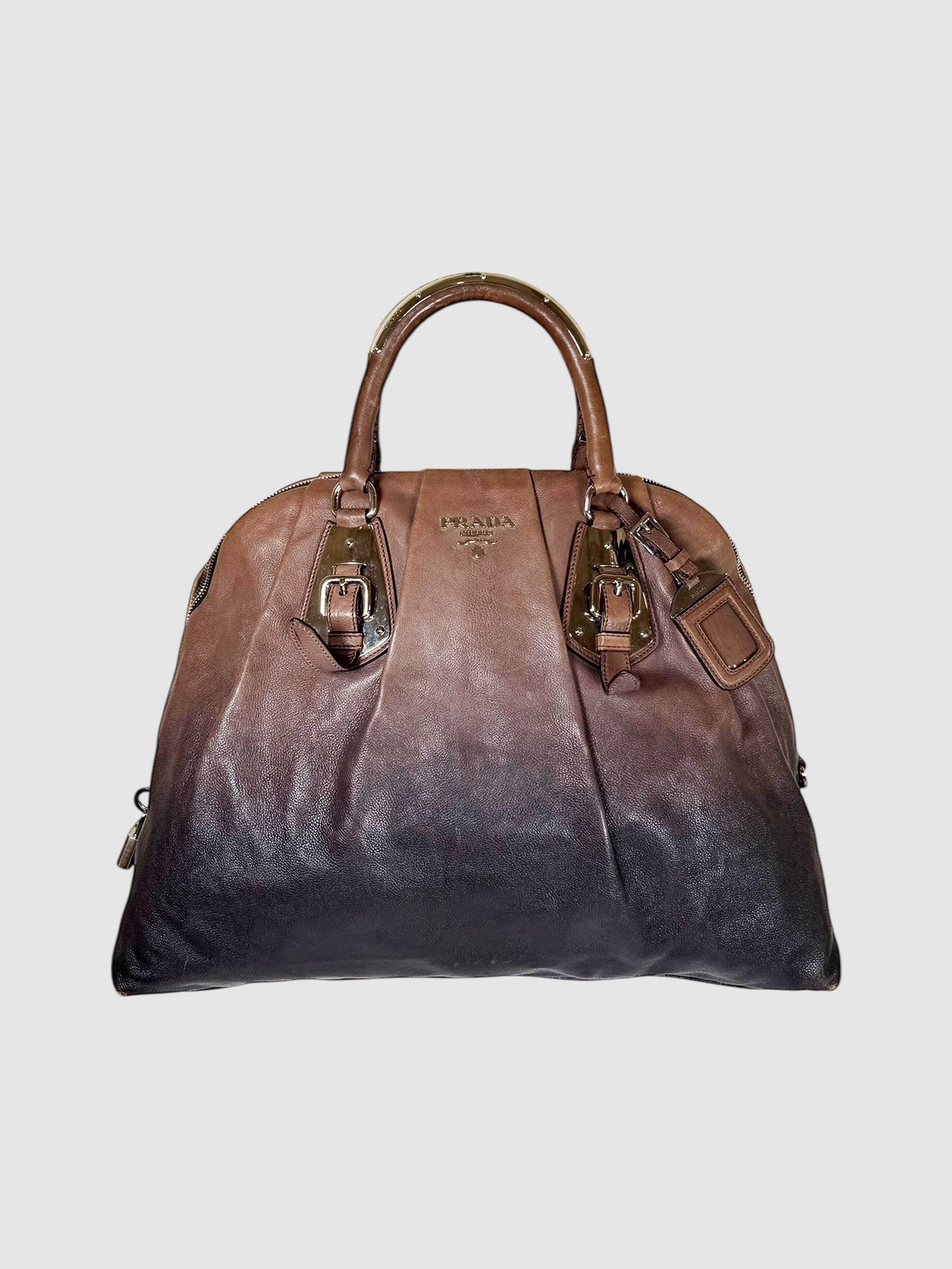 Prada Brown Ombré Dome Handle Bag luxury designer resale consignment Toronto Canada secondhand