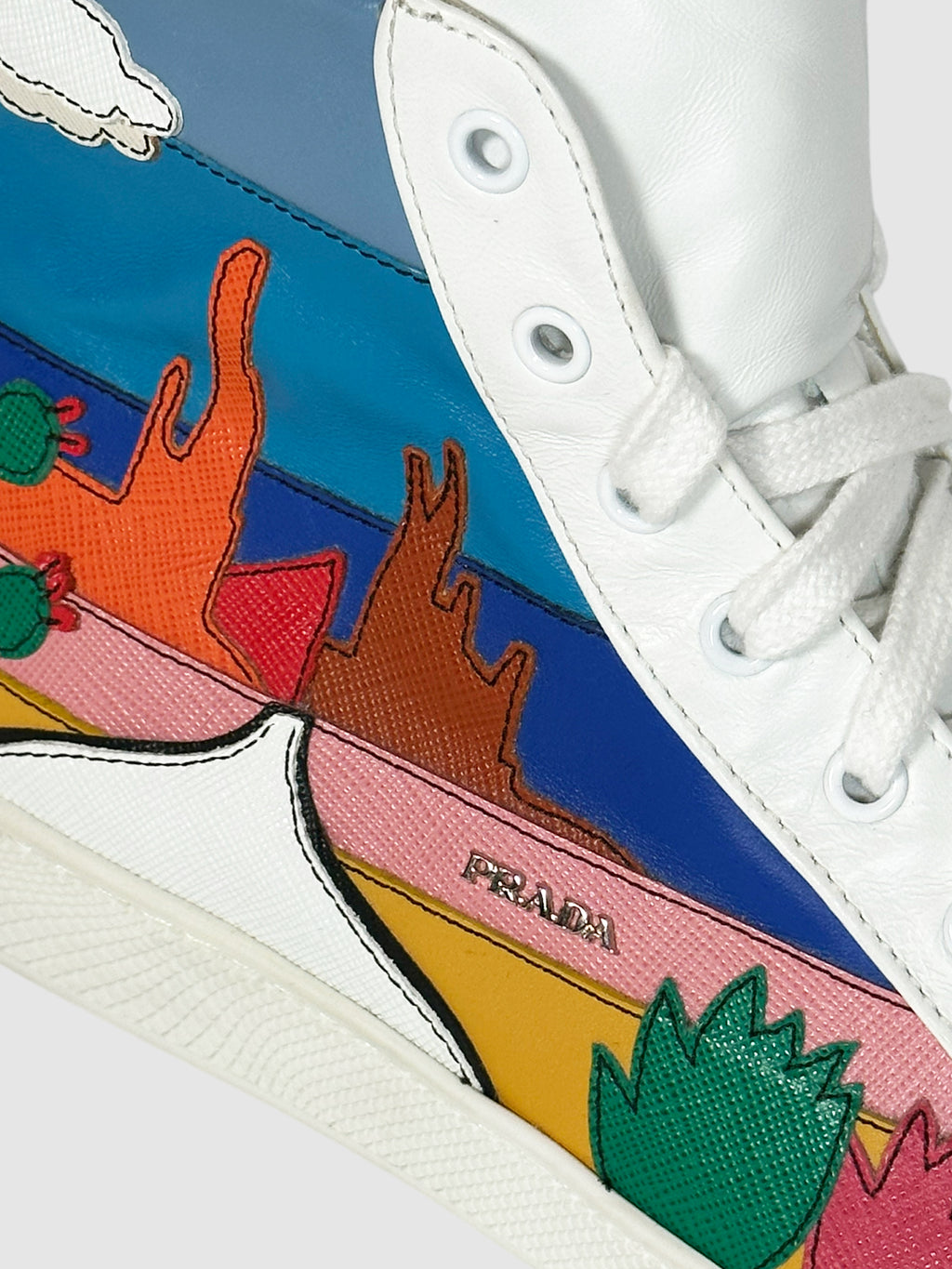 Saffiano Leather High-Top Sneakers - Size 40