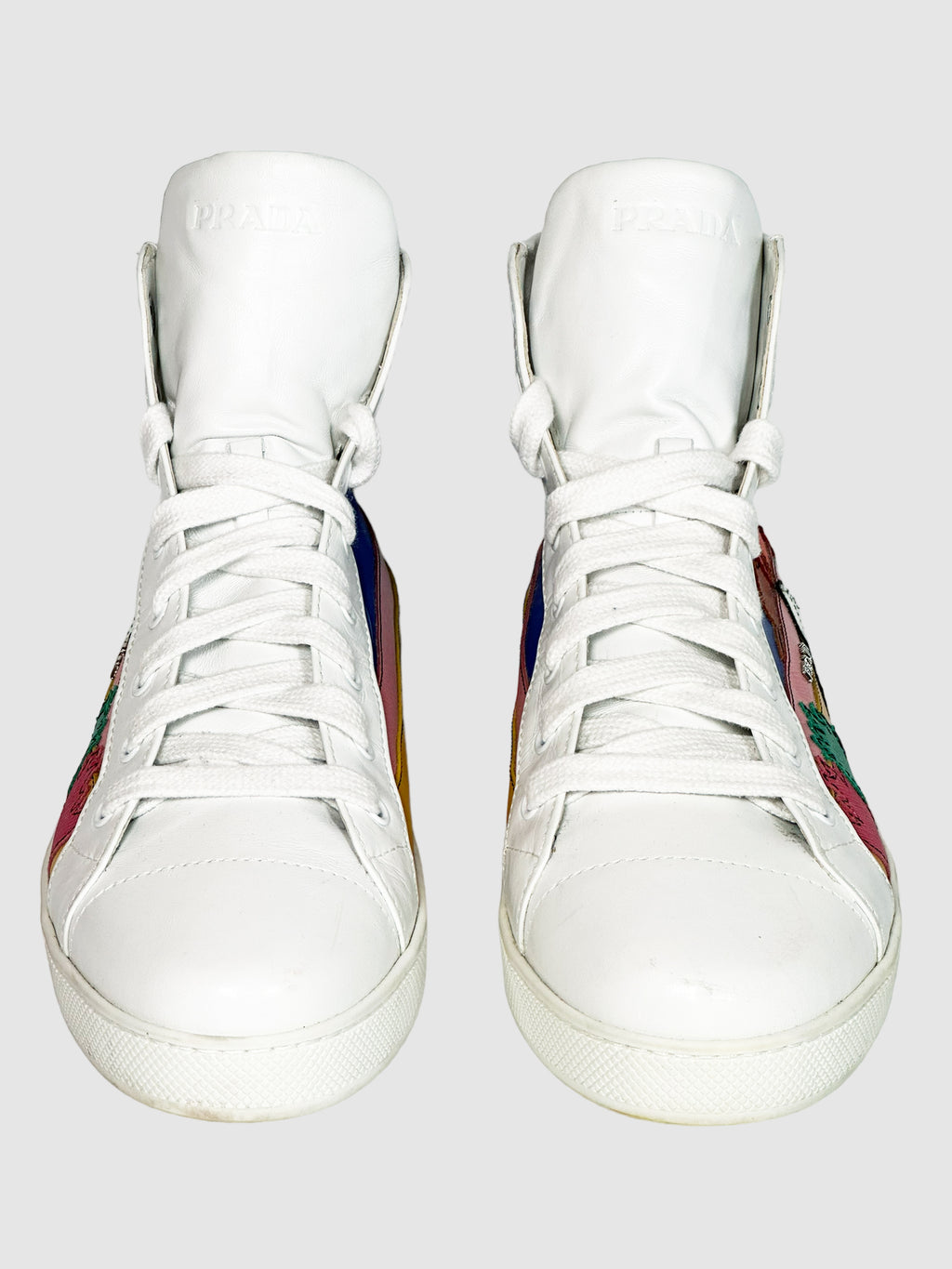 Saffiano Leather High-Top Sneakers - Size 40