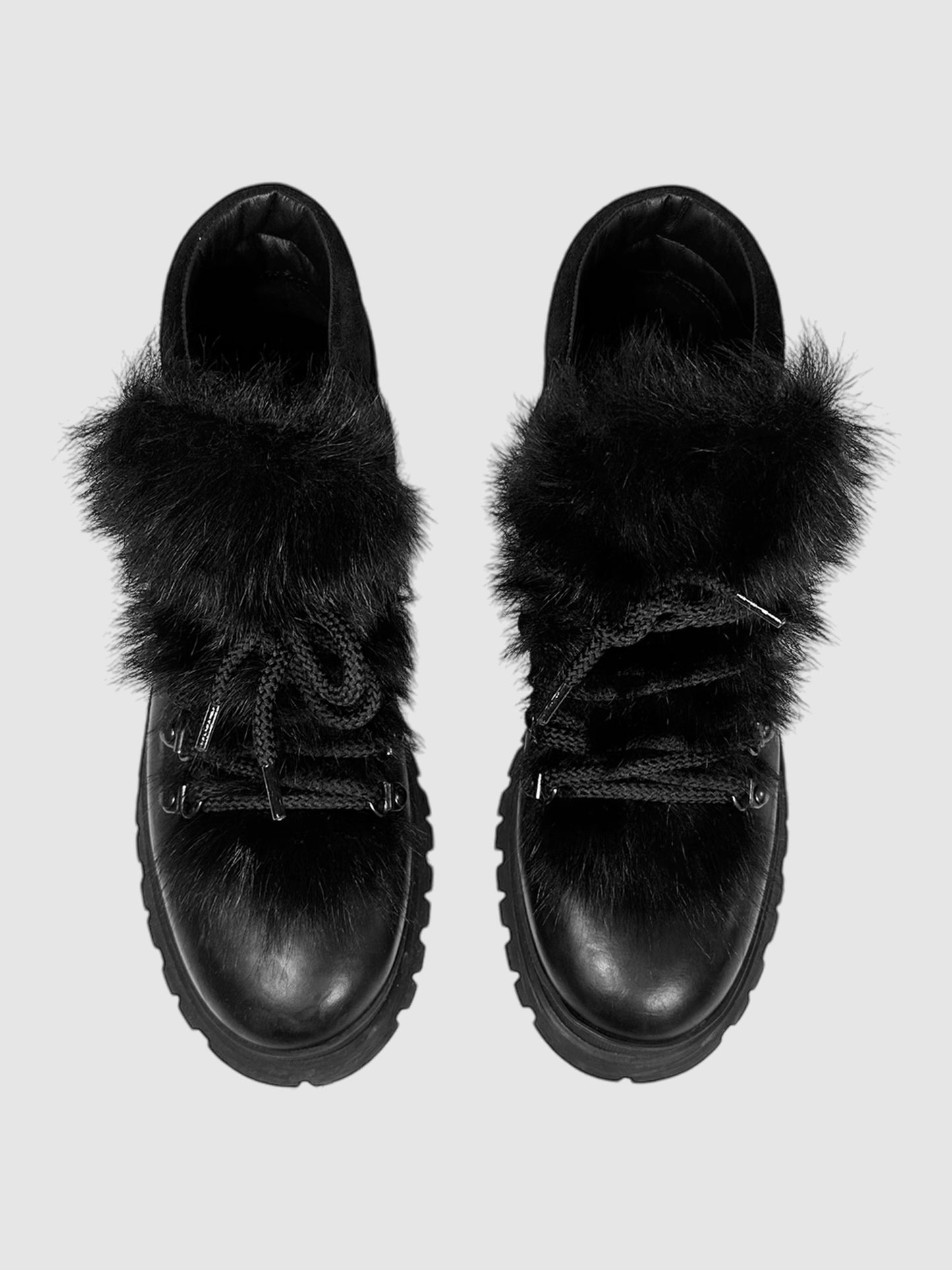 Fur Trim Ankle Boots - Size 38