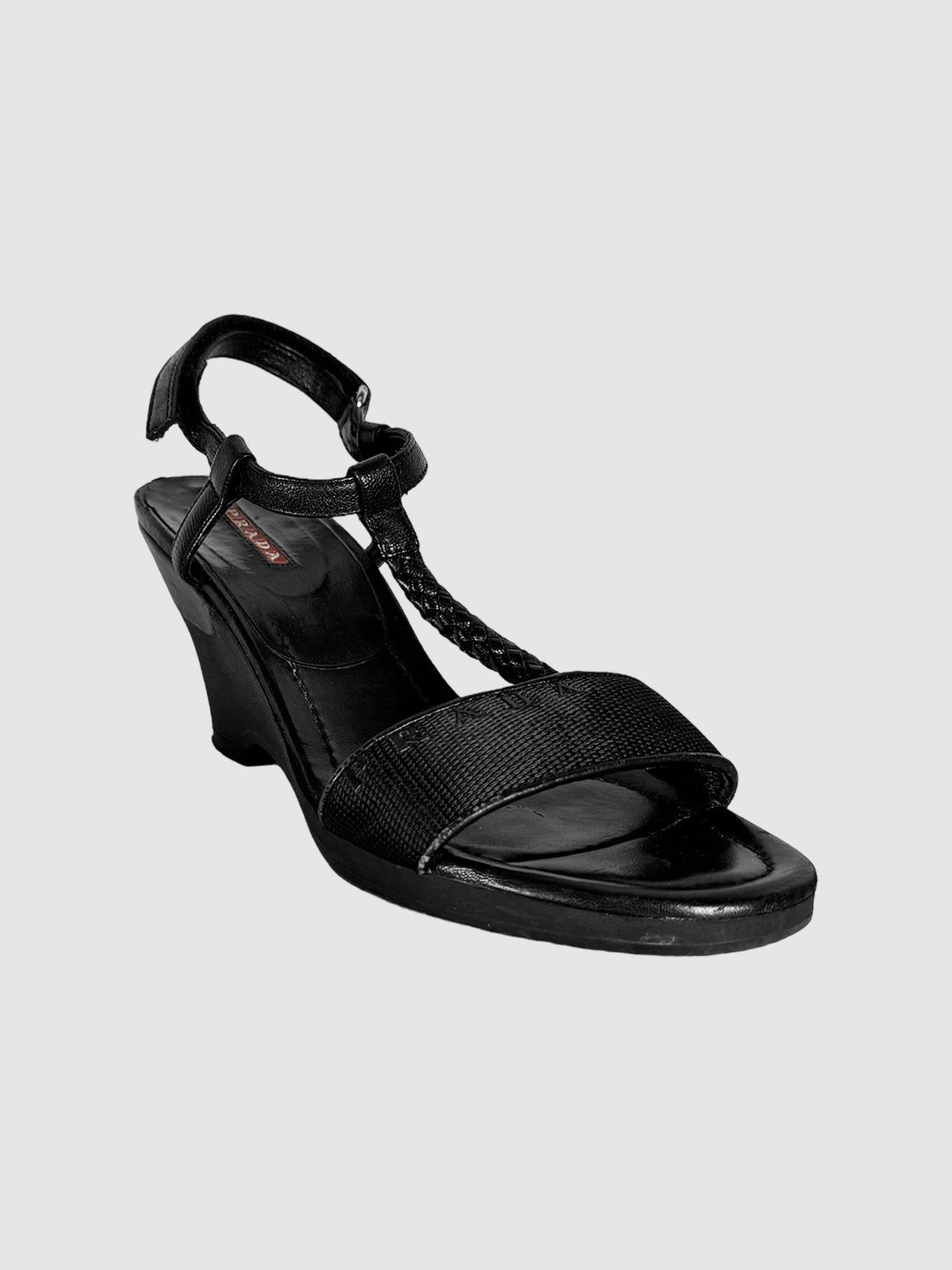 Prada Sport Heeled Wedge in Black, Size 36 Consignment Secondhand Designer Luxury Resale Toronto Trendy