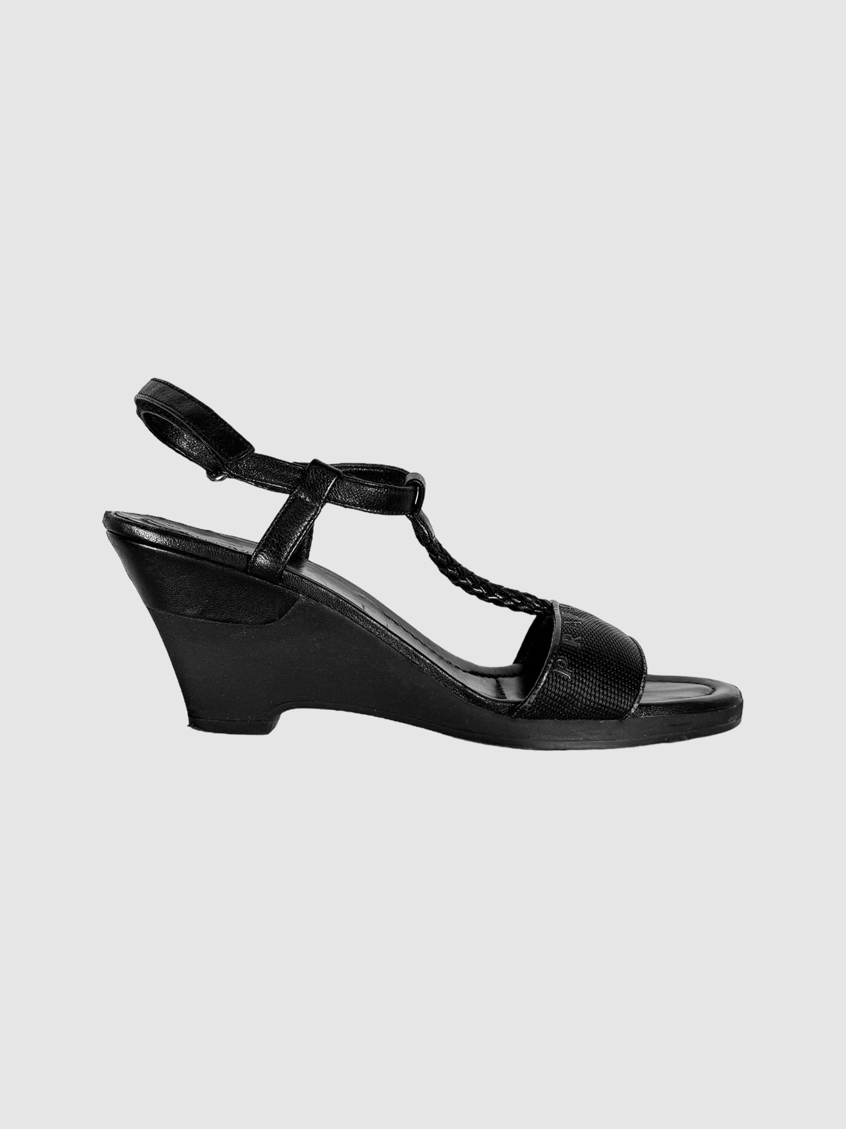 Prada Sport Heeled Wedge in Black, Size 36 Consignment Secondhand Designer Luxury Resale Toronto Trendy